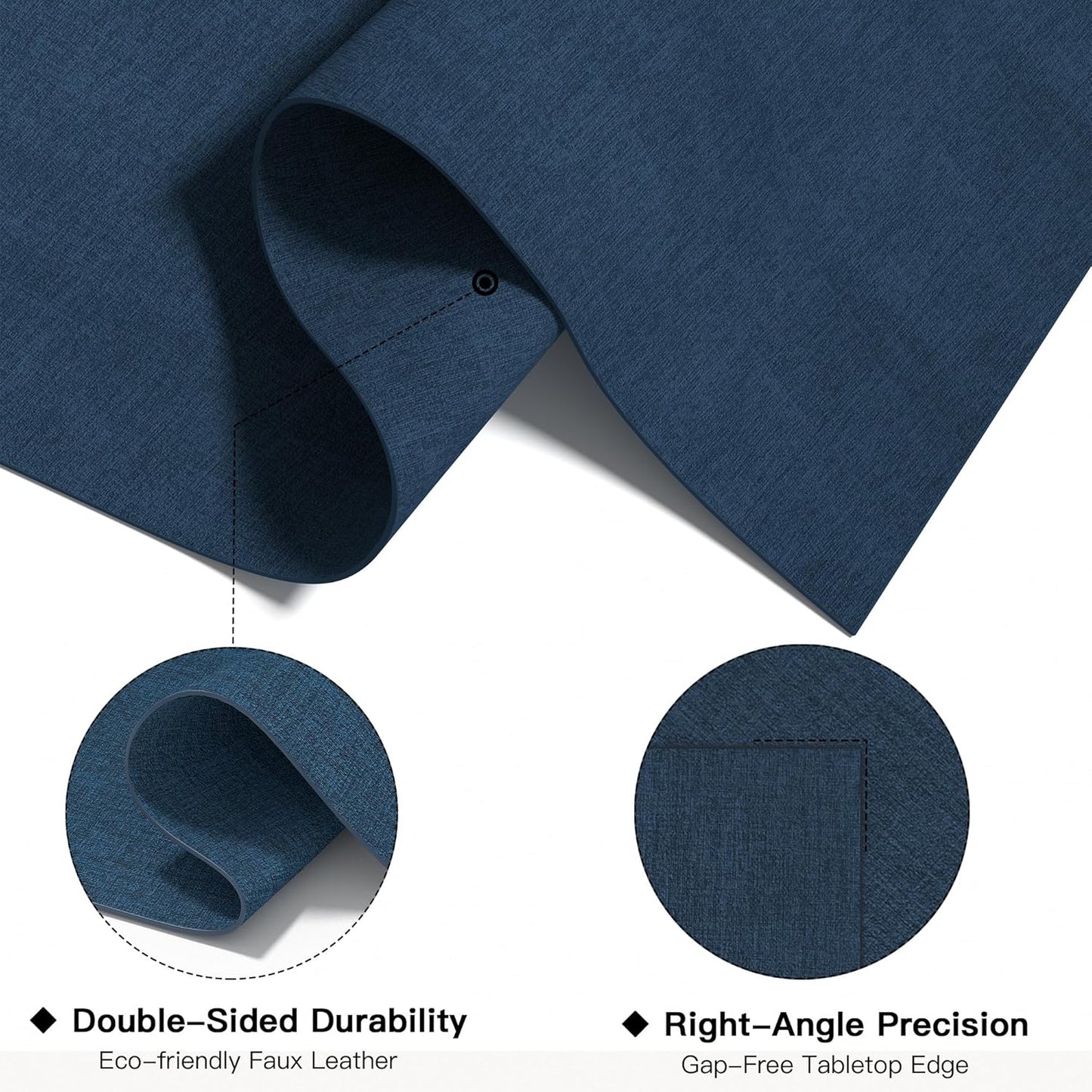 DOLOPL Placemats Set of 6, Reversible Wipeable & Heat Resistant Place Mats, Modern Faux Leather Table Mats for Kitchen, Neutral Waterproof Tablemats for Dining Table Decor, Wedding, Party(Navy Blue)