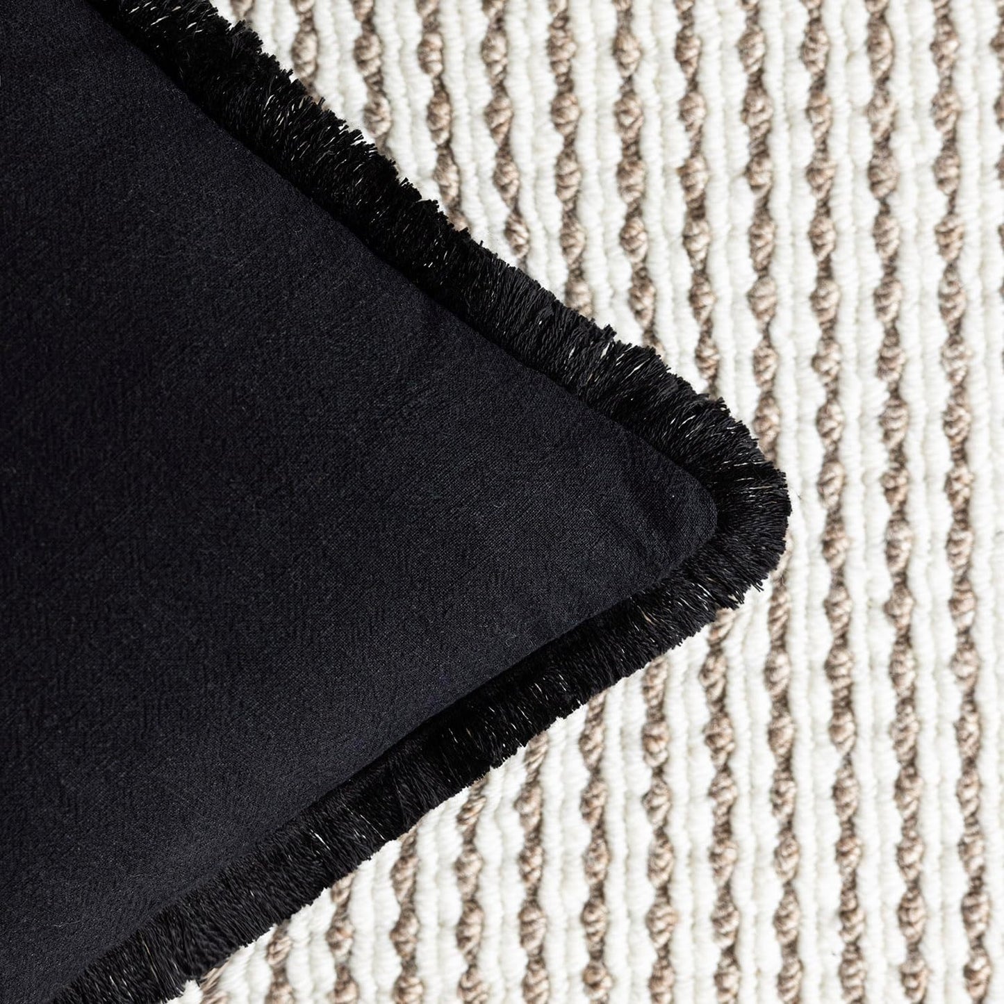 Foindtower Set of 2 Decorative Linen Fringe Throw Pillow Covers Cozy Farmhouse Boho Cushion Cover with Tassels Soft Accent Pillowcase for Couch Sofa Bed Living Room Home Decor 20×20 Inch Black