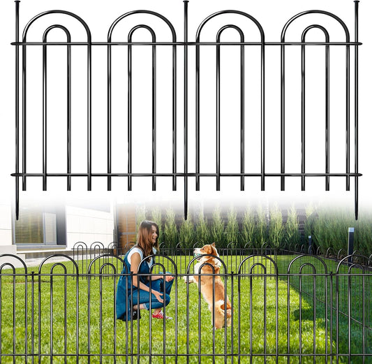 15 Panels Decorative Garden Fence, 24 in(H) X 30 ft(L) No Dig Dog Fence Outdoor for Yard, Rustproof Metal Garden Fencing Animal Barrier Border with Ground Stakes, Temporary Fencing for Patio Outdoor