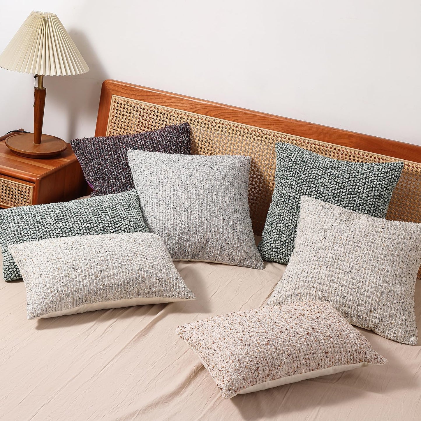 Striped Throw Pillow Covers 12x20 Set of 2 Colorful Purple Textured Boucle Chic Morden Boho Accent Farmhouse Rectangular Lumbar Decorative Couch Pillow Covers for Home Decor Bed Sofa Living Room