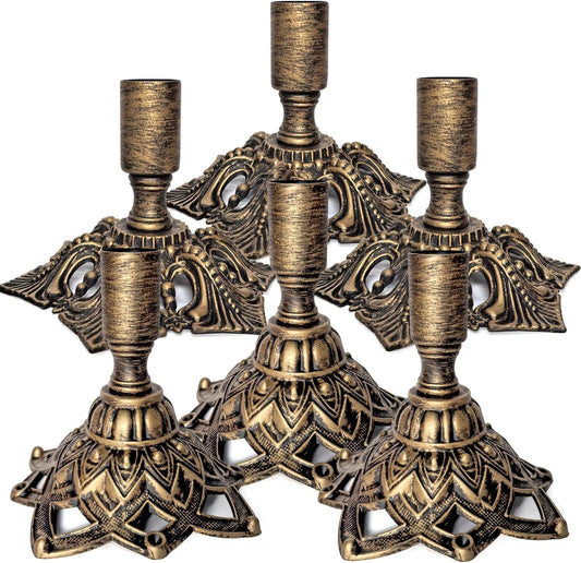 Candlestick Holders,Taper Candle Holder for Candlesticks Gold Brass Vintage Candle Metal Stick Candle Holders for Fireplace, Party, Dining,Wedding Decor,Fits 3/4 inch Thick Candle(Set of 6Pcs)