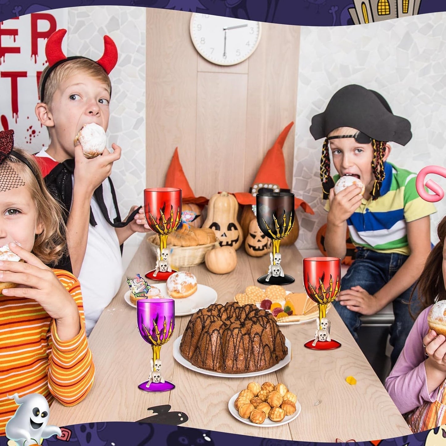 Sliner 12 Pcs Halloween Skull Claw Goblet Wine Cup 10 oz Gothic Skull Wine Goblet Skeleton Design Cup Creepy Claw Mug for Halloween Party Bar Fancy Haunted House Martini Drinking KTV Store