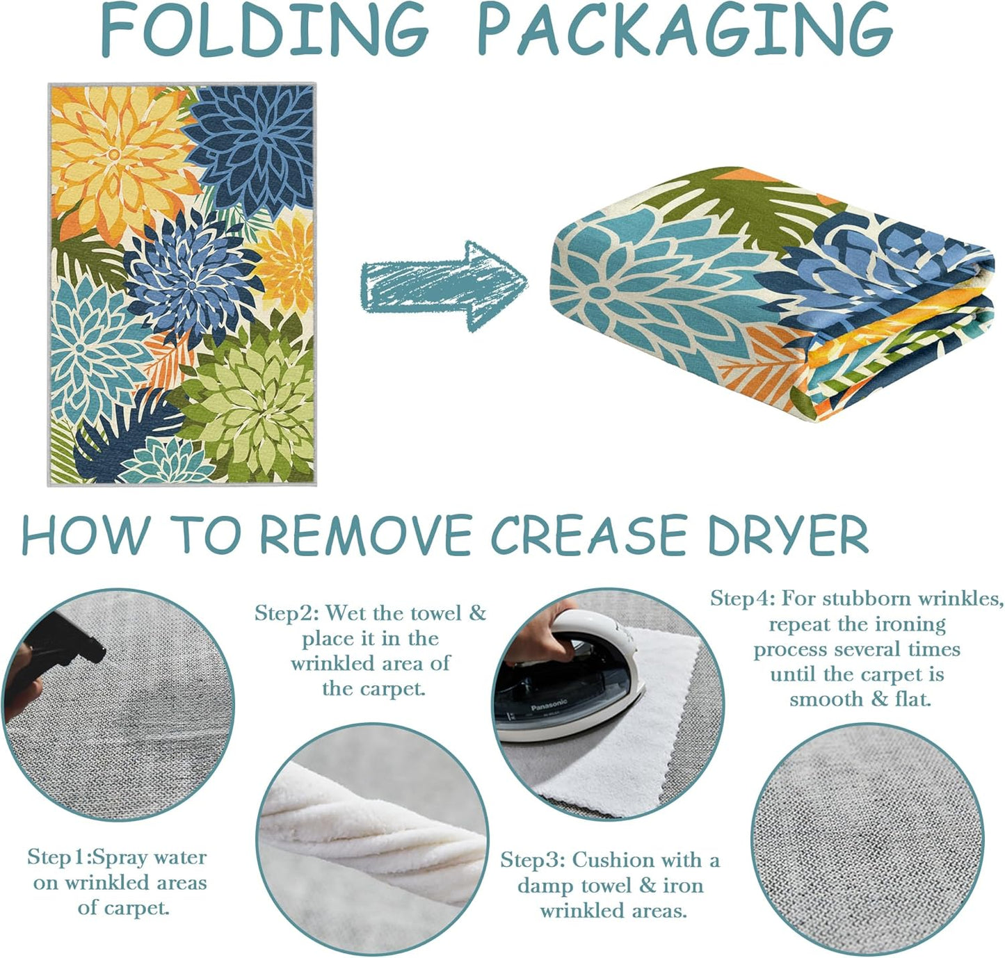 Area Rug 2x3 Yellow Green Washable Entry Small Rug Multicolored Tropical Botanical Modern Floral Indoor Kitchen Door Mat Entrance Carpet Non Slip for Bedroom Living Room, Porch