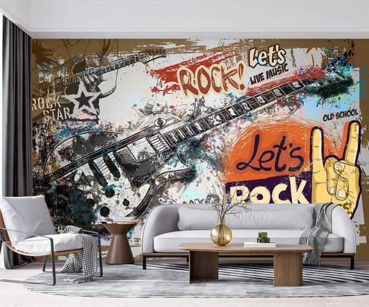 -Vintage Graffiti Hand-Painted Wall Bedroom Mural XT17 M 140" x 91"