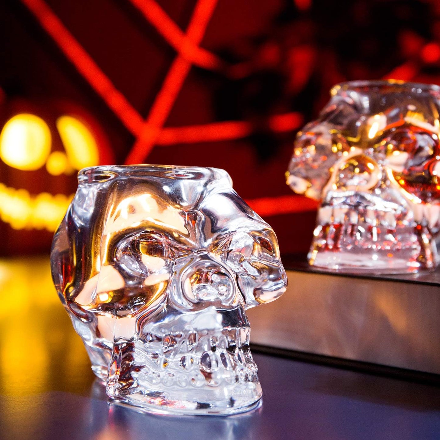 Diamond Star Glass Candle Holder Skull Halloween Tealight Candle Holder Decorative Votive Candle Holders for Home Party (clear)