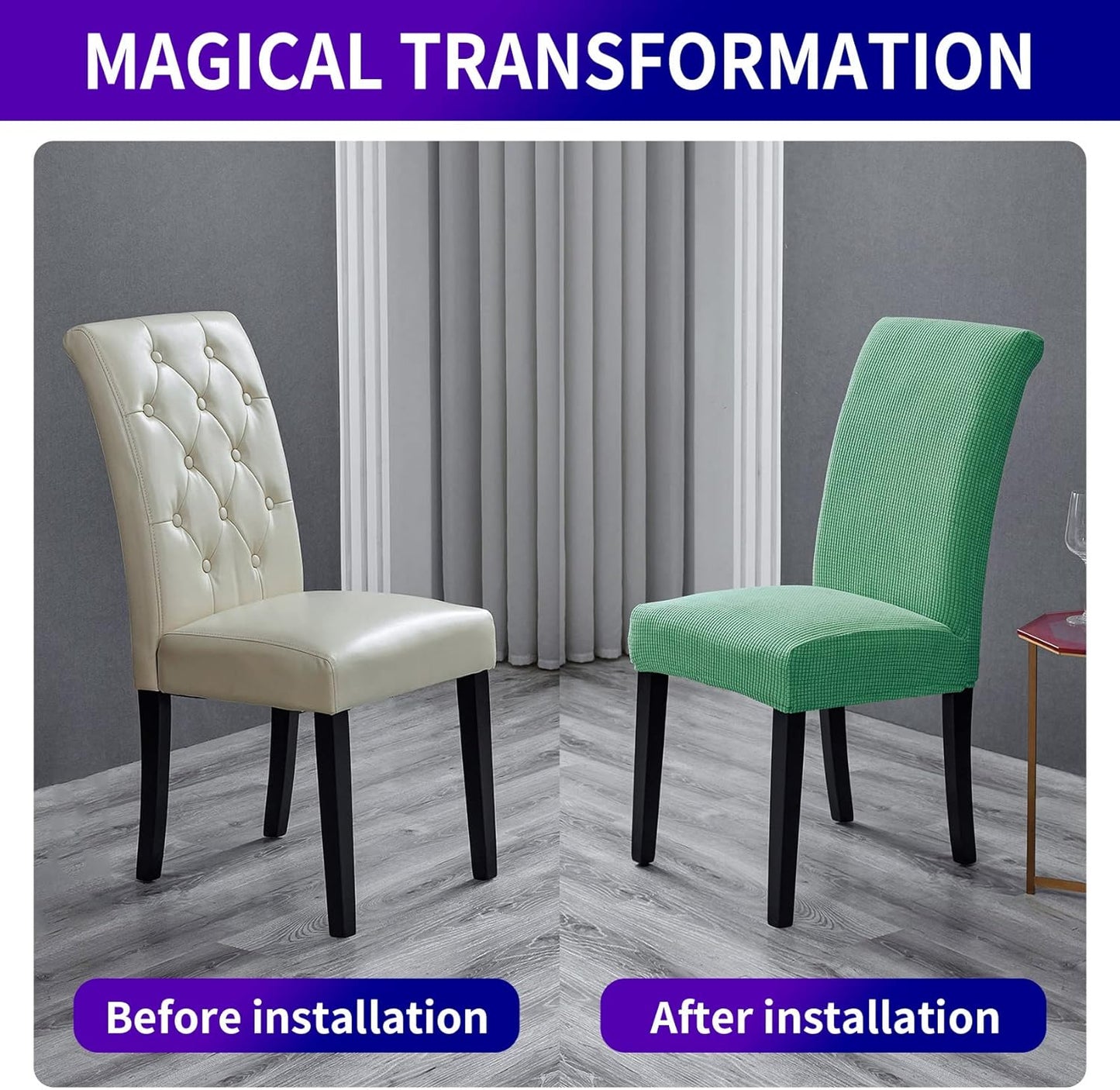 Howhic Chair Covers for Dining Room Set of 2, Stretchy Dining Chair Covers, Textured Jacquard Kitchen Chair Slipcovers, Classy Decor for Home and Banquet (Sage, 2 Pack)