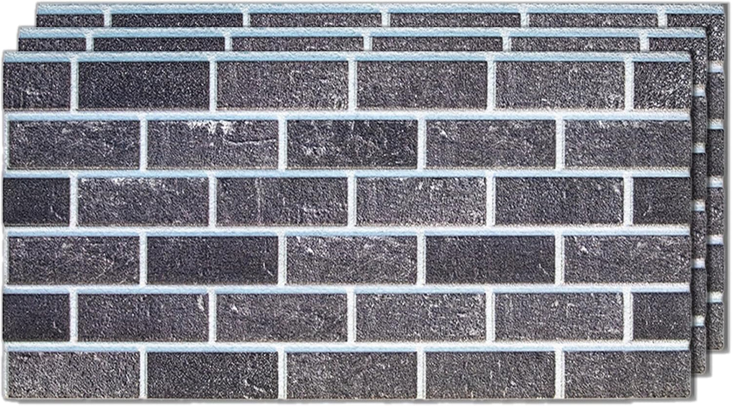 IZODEKOR 3D Brick Effect Wall Panels - Faux Brick Paneling for Living Room, Kitchen, Bathroom and More | Ash Smoke - Pack of 3, Covers 16 sq ft