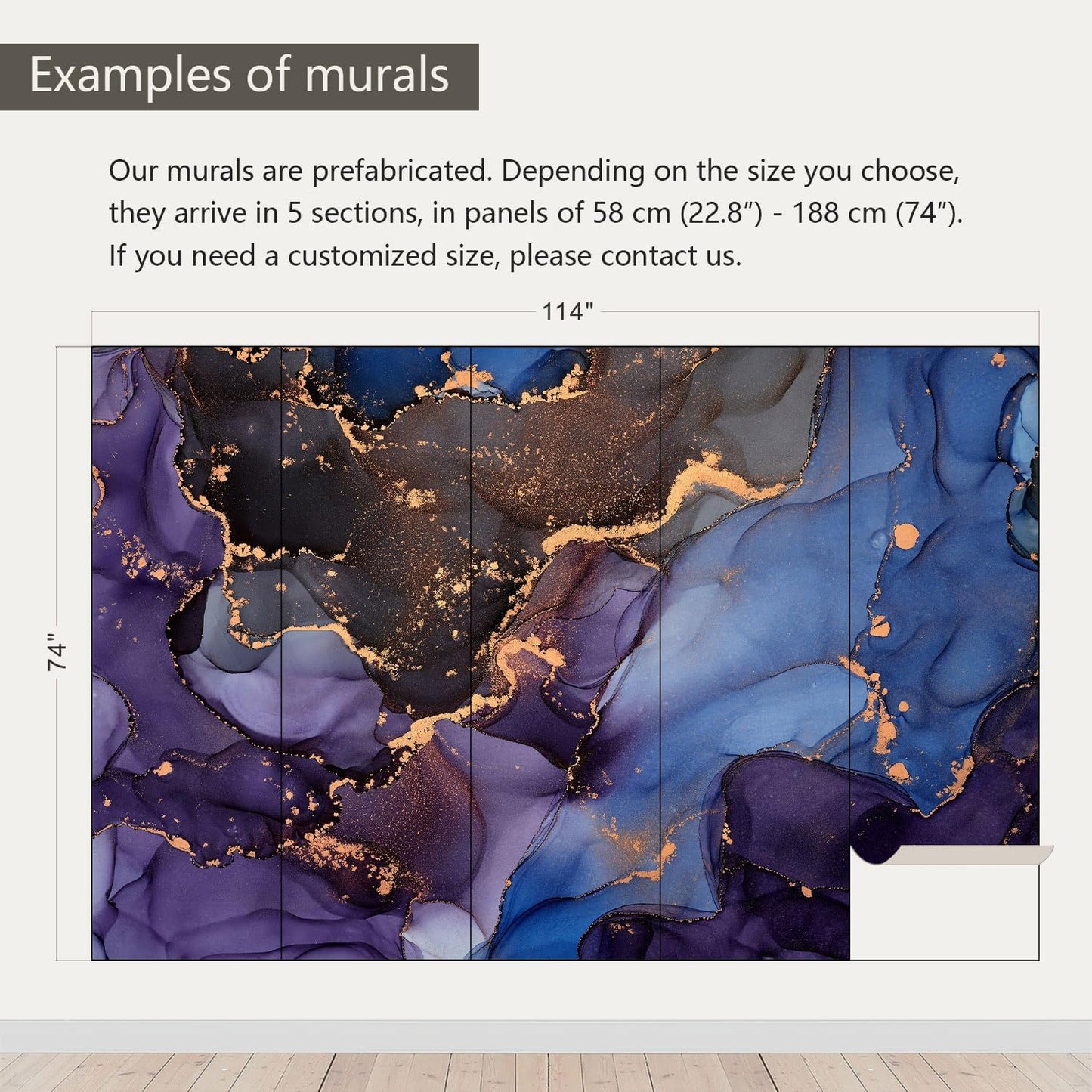 AFZEVEB-Abstract Art Purple Marble Wallpaper Wall murals for Bedroom 114"x74" (Not Peel and Stick)