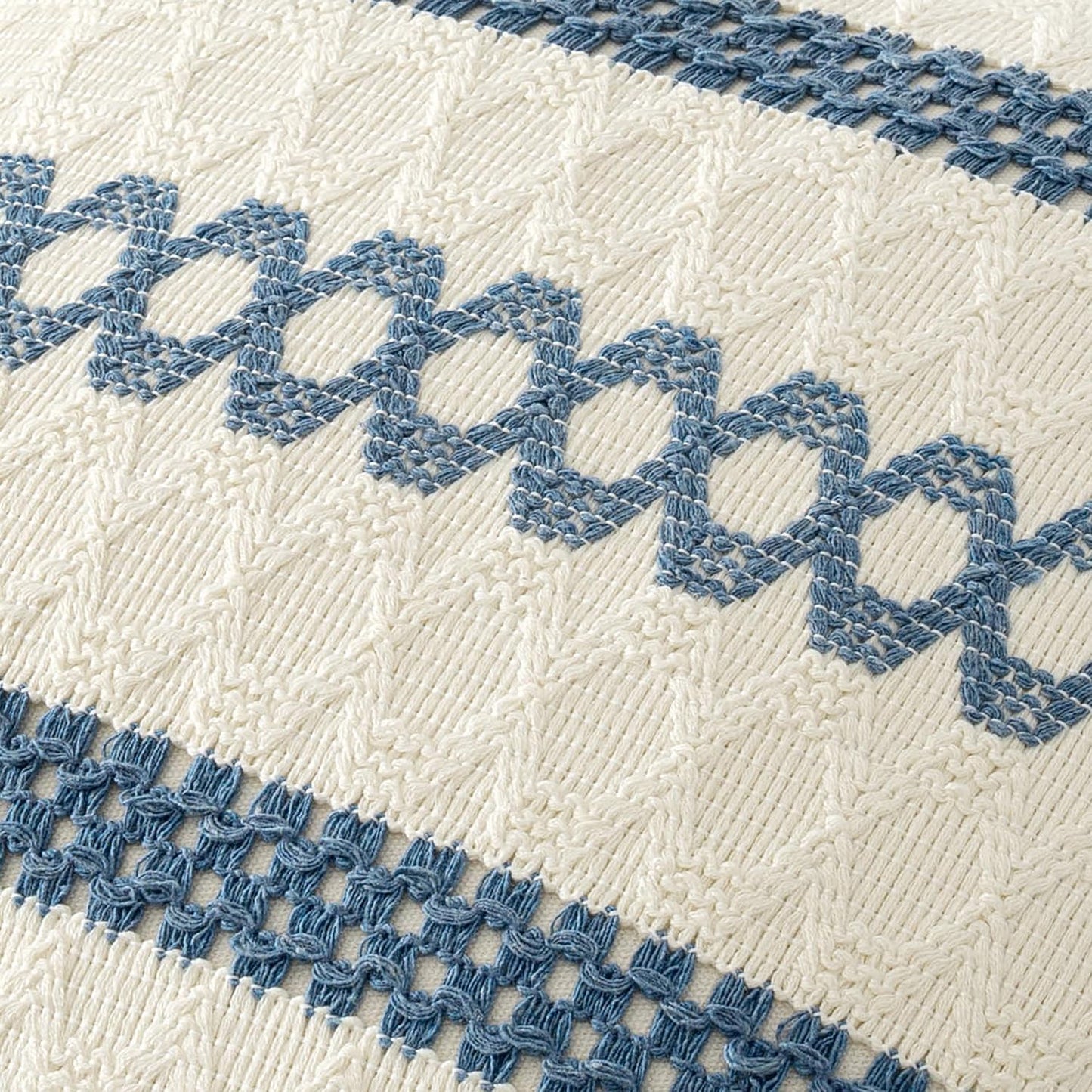 MIULEE Set of 2 Coastal Blue Boho Decorative Lumbar Pillow Covers 12x20 Inch Farmhouse Rustic Couch Throw Pillows Modern Summer Cushion Covers Retro Cute Macrame Woven Home Decor for Bed Sofa Chair