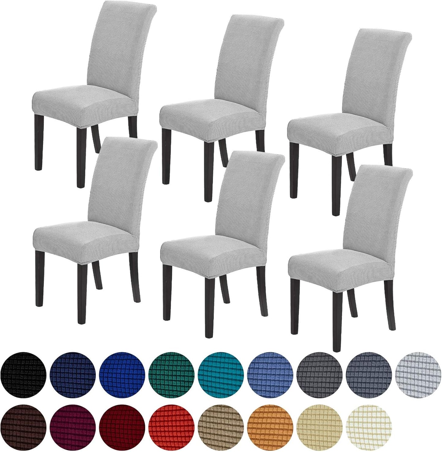 Howhic Stretch Chair Covers for Dining Room Set of 6, Removable Washable Dining Room Chair Covers, Dining Chair Slipcovers Seat Protector, Great Decor for Home and Banquet (Sliver, 6 Pack)