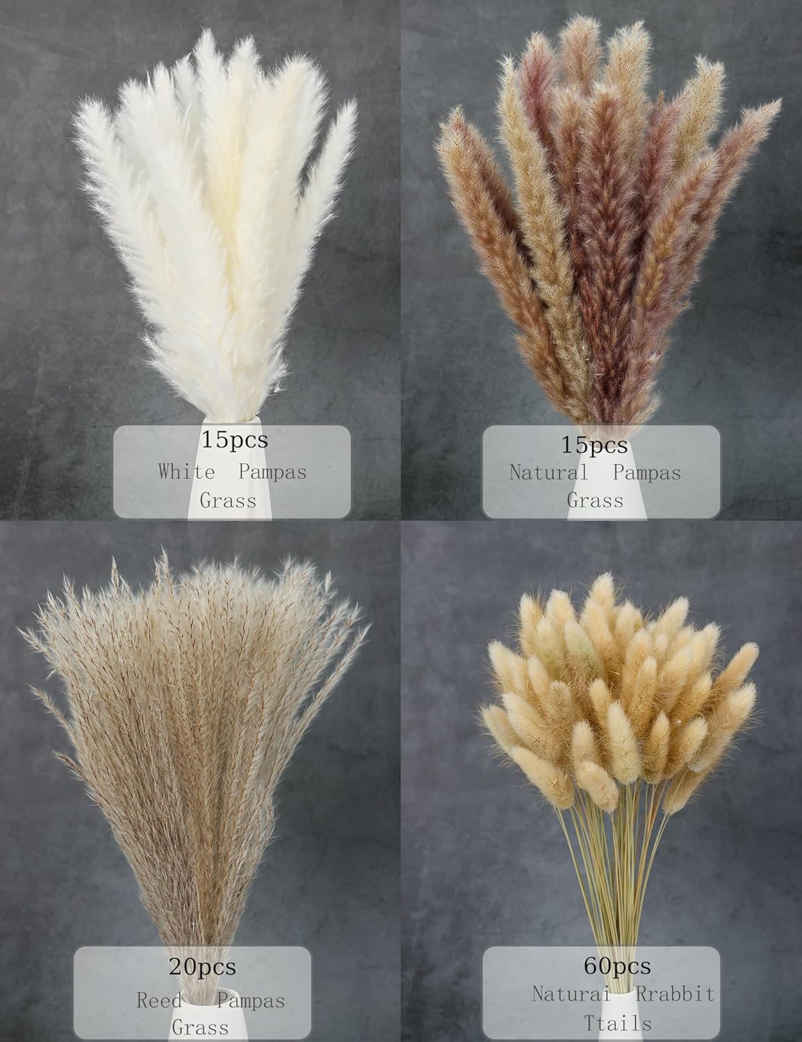 xin's convey 110pcs Dried Pampas Grass Decoration, Dried Flower Bouquet in Vase, Reed Grass Bouquet for Boho Floral Home, Wedding Party Centerpiece, Rustic Farmhouse Decoration.(Brown)