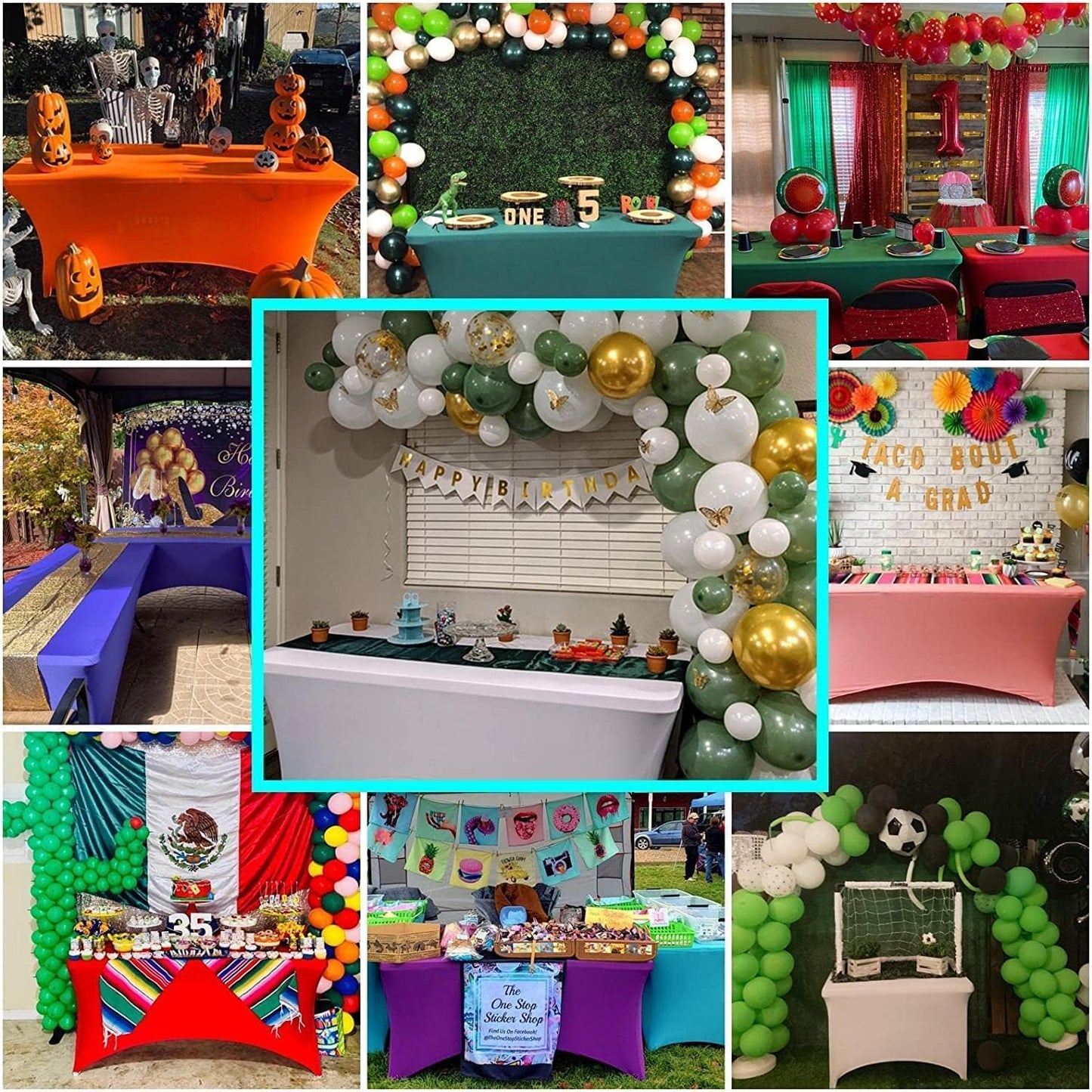 IVAPUPU 2 Pack 4FT Table Cloth for Rectangular Fitted Events Stretch Yellow Table Covers Washable Cover Spandex Tablecloth Protector for Party, Wedding, Cocktail, Banquet, Festival