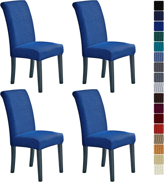 Howhic Stretch Chair Covers for Dining Room Set of 4, Removable Washable Dining Room Chair Covers, Dining Chair Slipcovers Seat Protector, Great for Home Decor and Banquet (Classic Blue, 4 Pack)