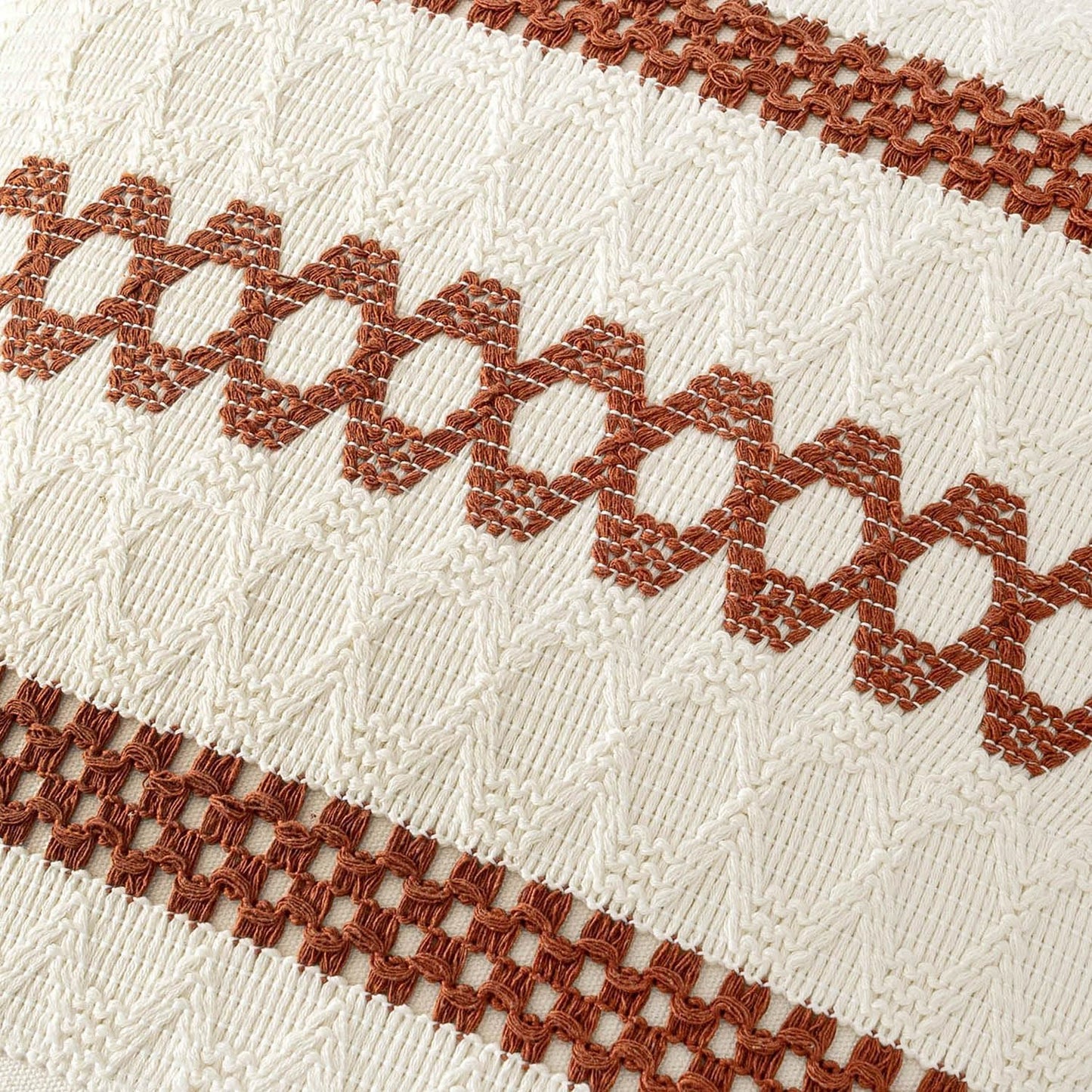 MIULEE Set of 2 Rust Fall Decorative Pillow Covers 20x20 Inch Farmhouse Rustic Boho Couch Throw Pillows Modern Cotton Cushion Covers Retro Cute Macrame Woven Home Decor for Bed Sofa Chair