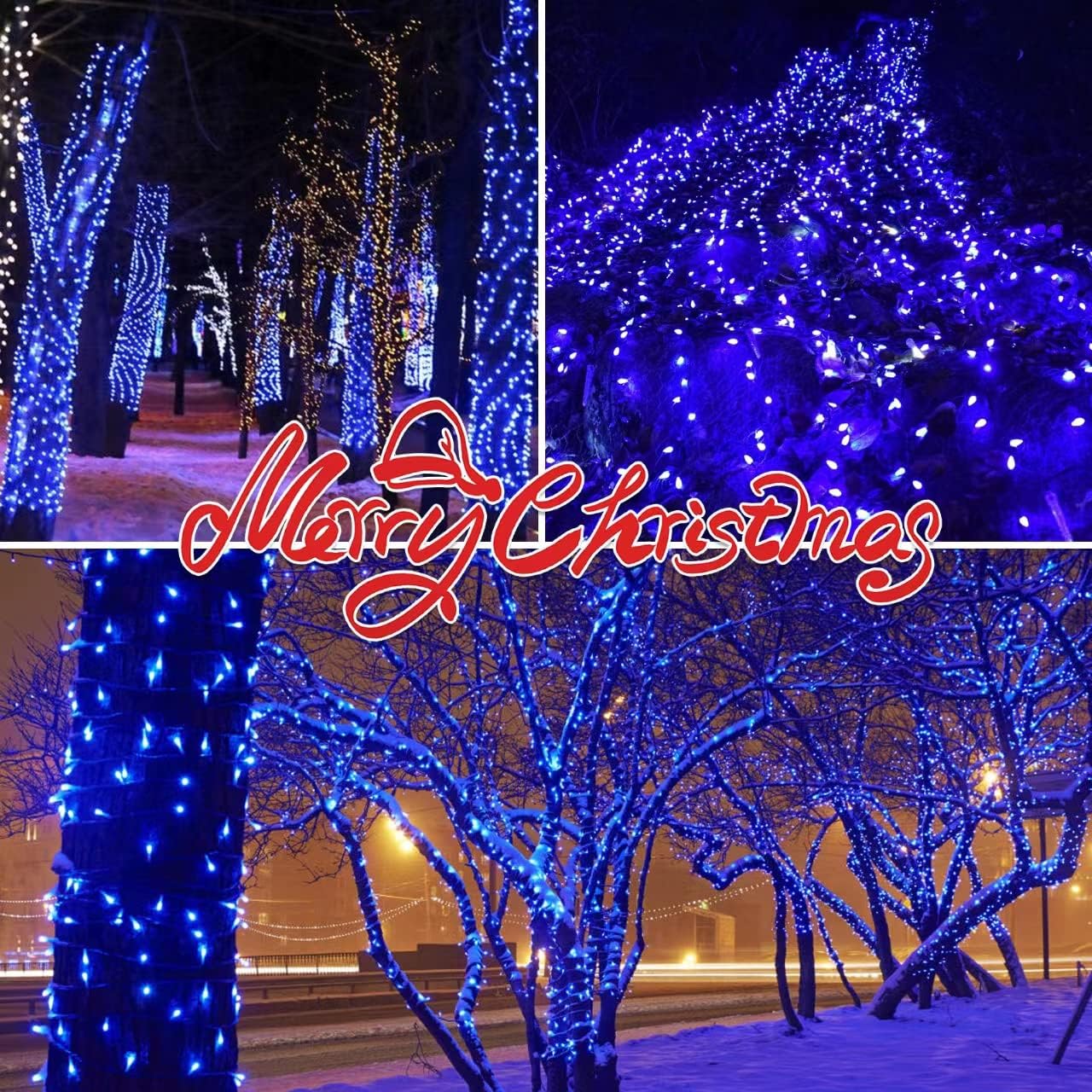 100LIGHTS BLUE Extra-Bright With End Connectors Christmas Decorative Lights 5.98m UL Certified Mini String Light Set Waterproof for Home Garden Holiday Christmas Tree Party Patio Decor Wedding