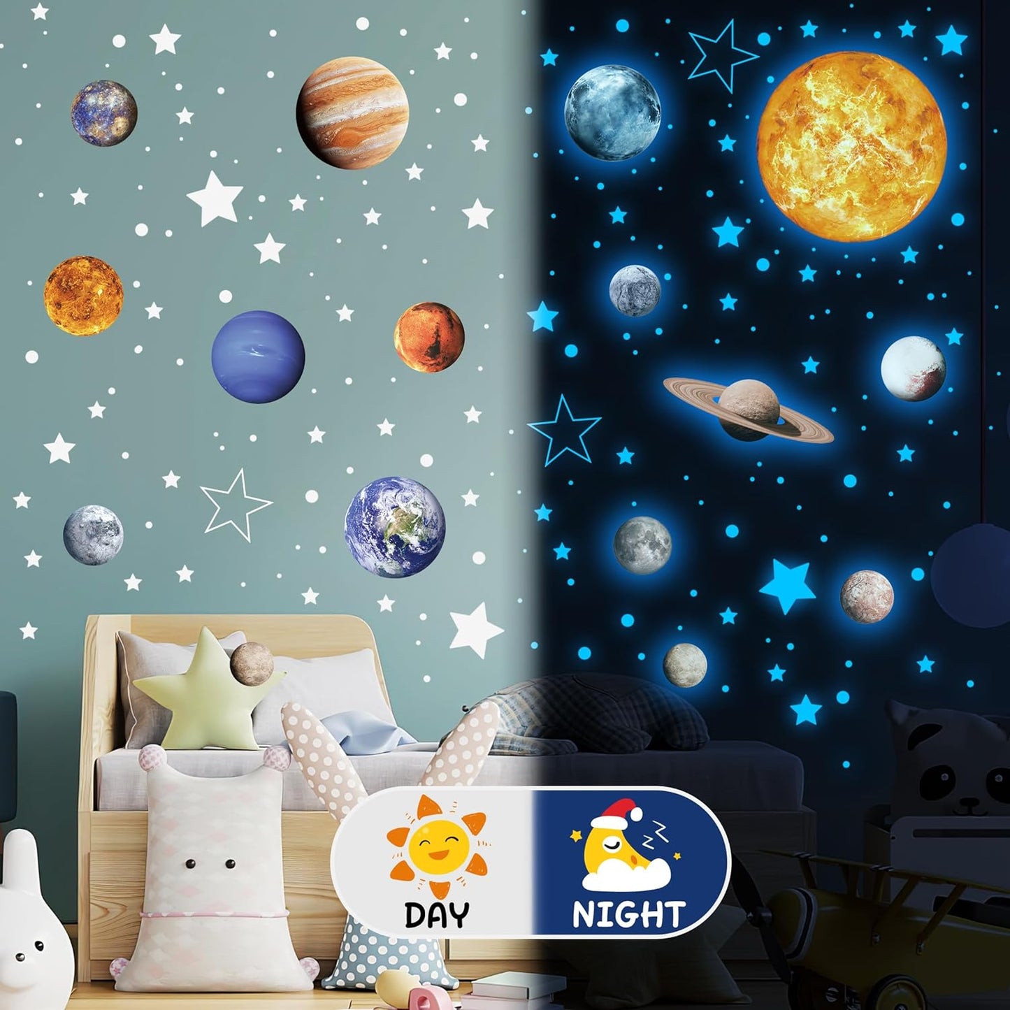 Solar System Wall Decals Glow in The Dark Stars 780 PCS, Glowing Planets Stickers for Ceiling, Nursery Wall Stickers for Bedroom, Kids Room Decorations (Blue)