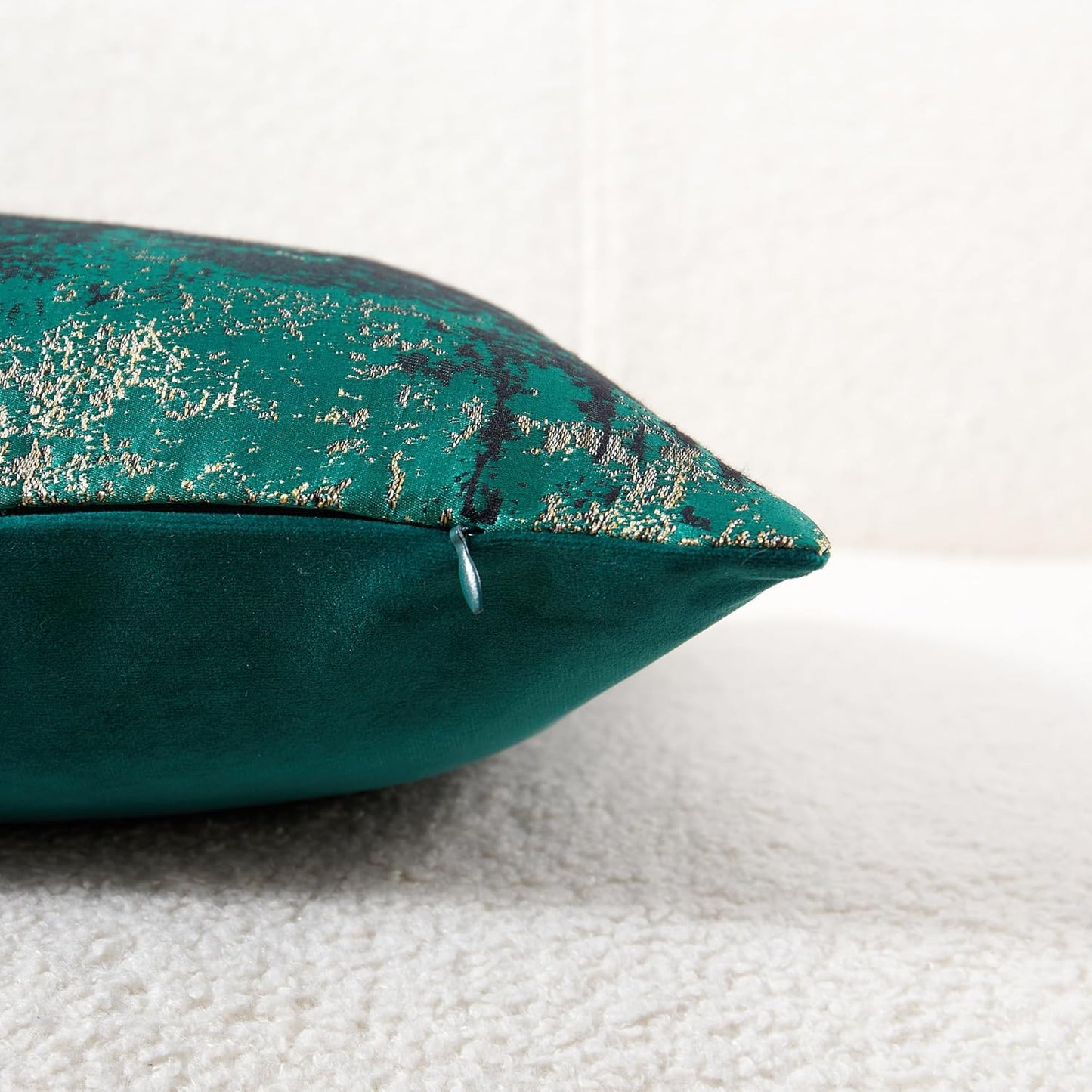 THE-TINOART Luxury Neon Moss Green Jacquard Pillow Cover 12x20 - Reversible Gold Threaded Embroidered Design, Holiday Throw Pillow Case for Couch, Sofa, Bed Décor