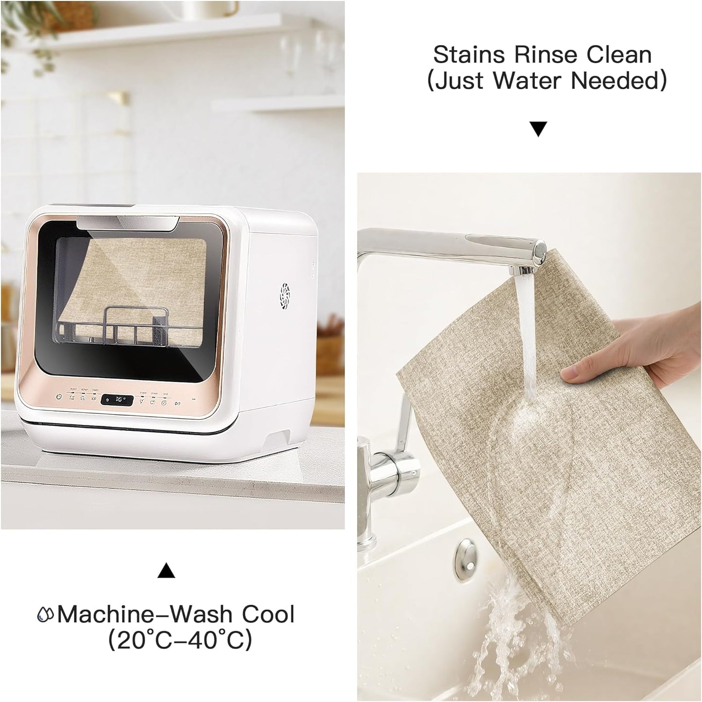 DOLOPL Placemats Set of 4, Reversible Wipeable & Heat Resistant Place Mats, Modern Faux Leather Table Mats for Kitchen, Neutral Waterproof Tablemats for Dining Table Decor, Wedding, Party(Beige)