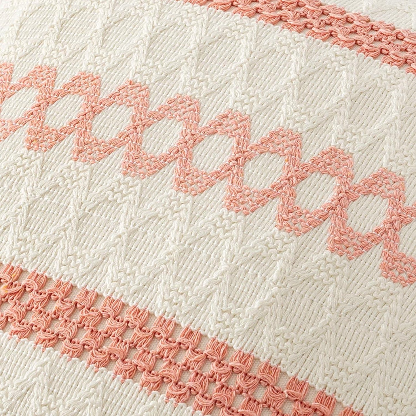 MIULEE Set of 2 Coral Red Boho Decorative Lumbar Pillow Covers 12x20 Inch Farmhouse Rustic Couch Throw Pillows Modern Summer Cushion Covers Retro Cute Macrame Woven Home Decor for Bed Sofa Chair