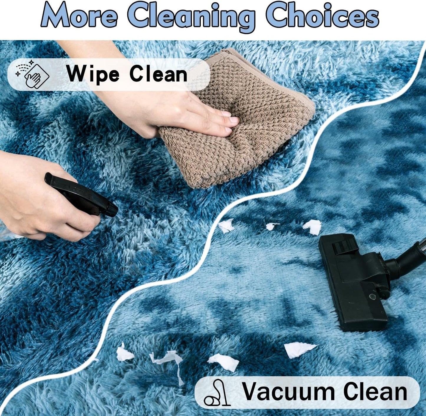 Rzutan Extra Large Rugs for Living Room 9x12, Soft Shaggy Modern Shag Area Rug for Bedroom, Upgrade Non-Slip Plush Fluffy Carpet for Kids Boys Girls Room Home Decor Aesthetic,Peacock Blue