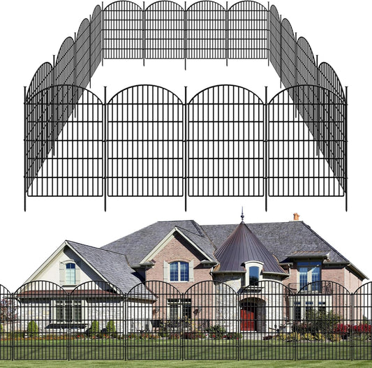 15 Panels Decorative Garden Fence, 33in (H) x 33.46ft (L) No Dig Dog Fences Outdoor for Yard, Rustproof Tall Metal Fencing Panels Animal Barrier Border for Rabbits, Patio Temporary Use