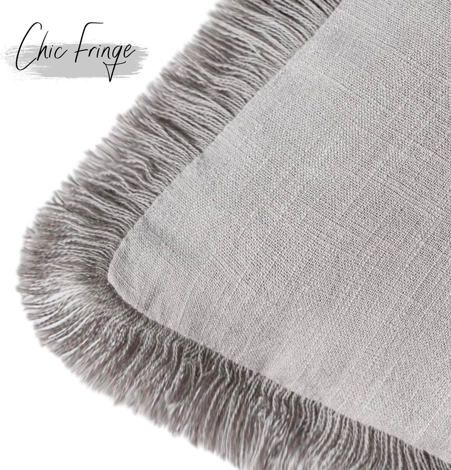 Foindtower Set of 2 Decorative Linen Fringe Throw Pillow Covers Cozy Farmhouse Cushion Cover with Tassels Accent Pillowcase for Couch Chair Sofa Bed Living Room Home Decor,18×18 Inch,Light Rustic Gray
