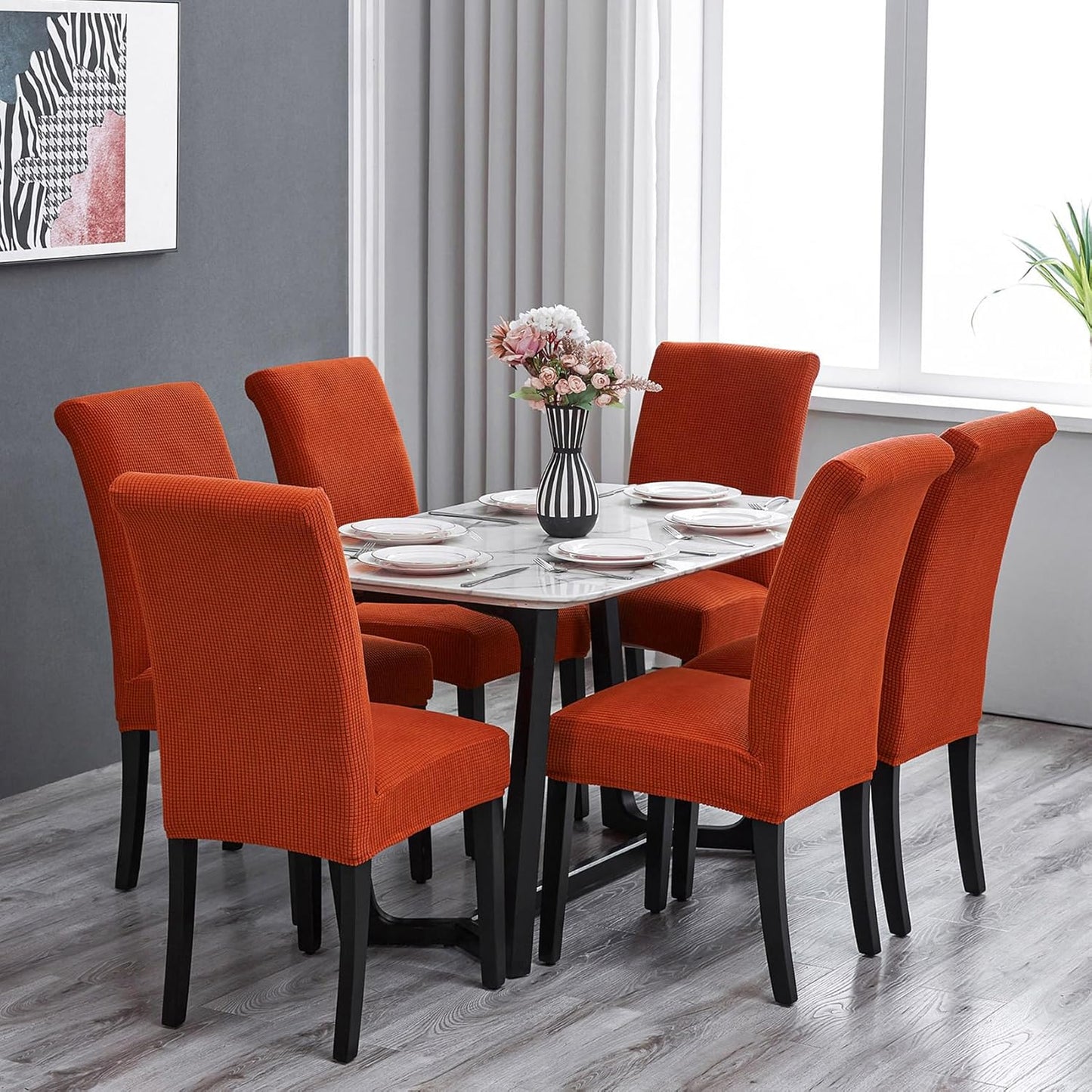 Howhic Stretch Chair Covers for Dining Room Set of 2, Removable Washable Dining Room Chair Covers, Dining Chair Slipcovers Seat Protector, Great for Home and Banquet Decor (Pureed Pumpkin, 2 Pack)