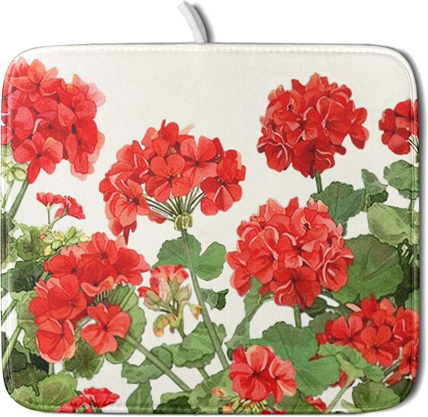Spring Dish Drying Mat for Kitchen Counter Geranium Summer Floral Seasonal Absorbent Reversible Microfiber Kitchen Countertop Protector Dishes Pad Small 16x18 inch