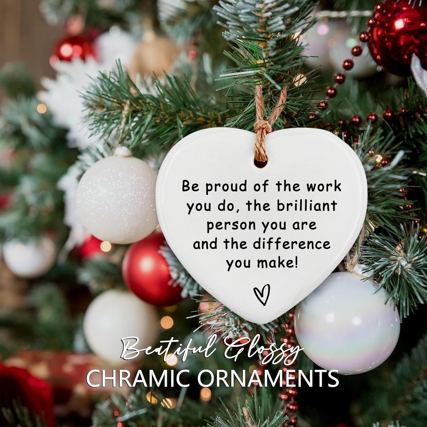 10 Pcs Thank You Gifts - Ceramic Heart Ornament, Leaving & Retirement Goodbye Gifts for Coworkers, Teachers & Nurses