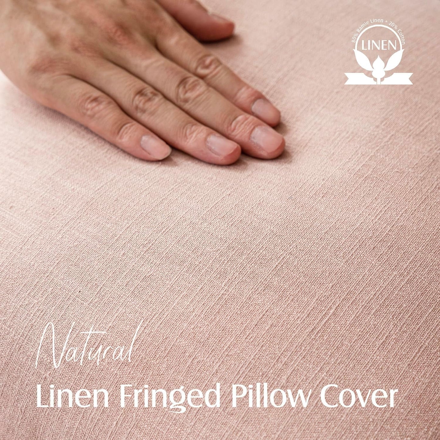 Foindtower Set of 2 Decorative Linen Fringe Throw Pillow Covers Farmhouse Cushion Cover with Tassels Lumbar Accent Pillowcase for Bed Couch Sofa Living Room Home Bedroom Decor,12×24 Inch,Light Pink