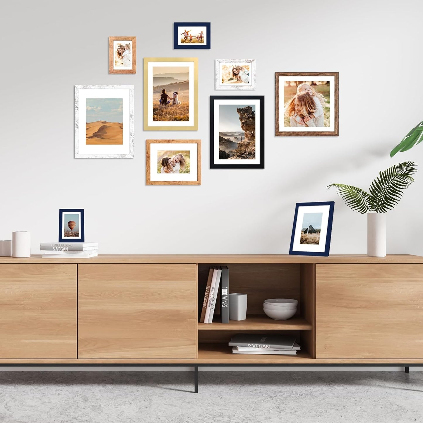 12x12 Picture Frame Set of 4, 12 x 12 Wood Photo Frames with Mat for 10x10 or 30x30cm Diamond Painting Art, Wooden Frame with Real Glass Cover for Wall and Tabletop Display,Distressed White