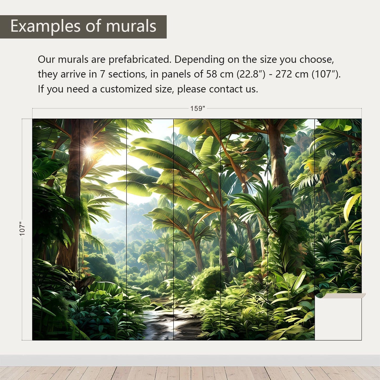 AFZEVEB-Green Tree Wall Mural Tropical Jungle Wallpaper for Bedroom 159"x107"(Not Peel and Stick)