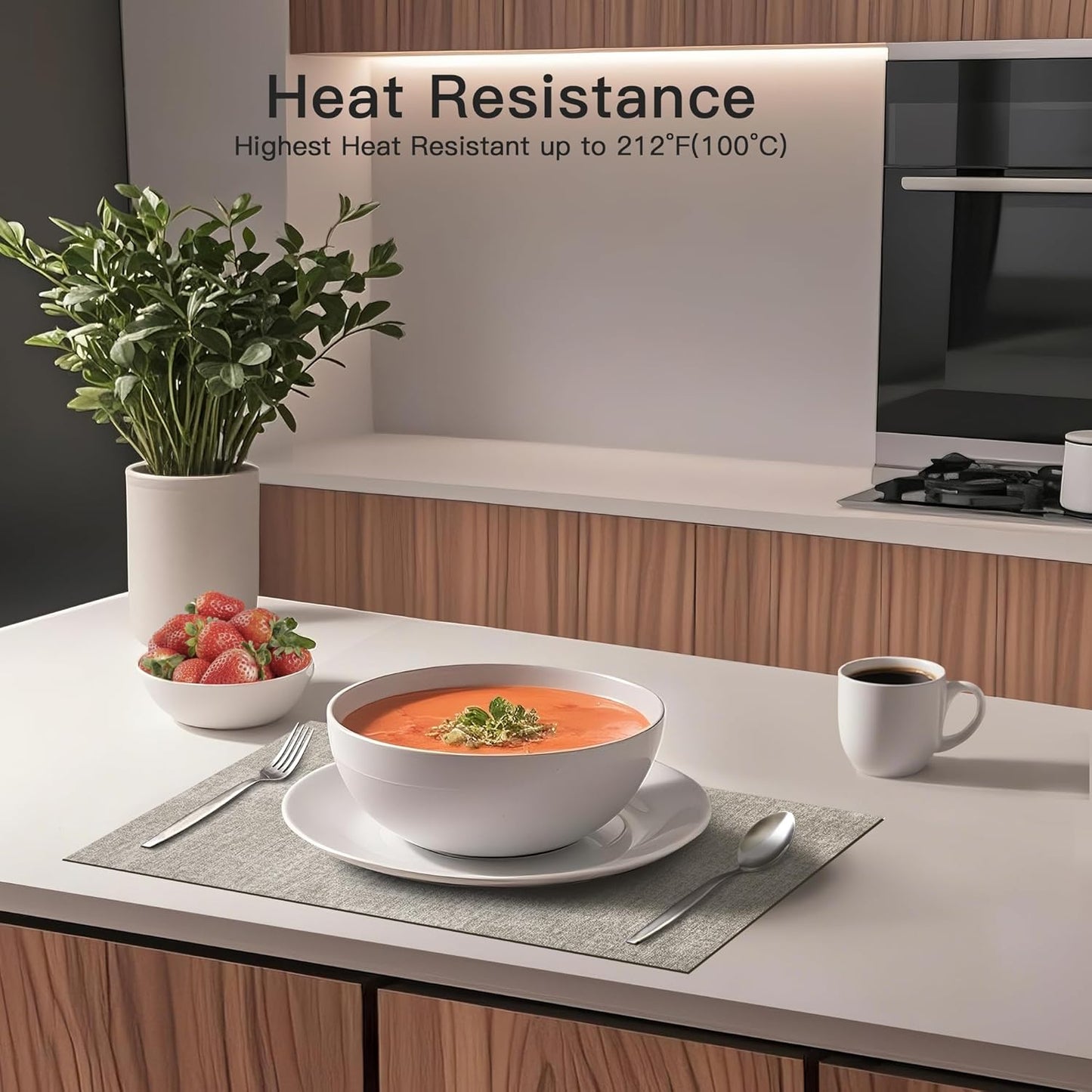 DOLOPL Placemats Set of 12, Reversible Wipeable & Heat Resistant Place Mats, Modern Faux Leather Table Mats for Kitchen, Neutral Waterproof Tablemats for Dining Table Decor, Wedding, Party(Grey)