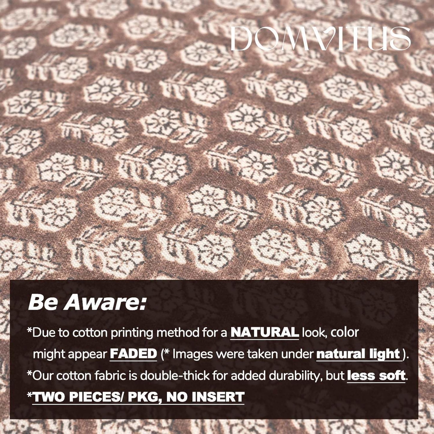 DOMVITUS Floral Pillow Covers Set of 2, Throw Pillow Covers 20x20, Floral Print Neutral Accent Decorative Pillow Covers for Living Room, Bed, Cognac Brown