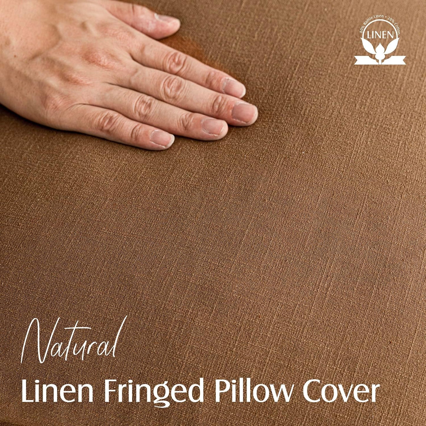 Foindtower Set of 2 Decorative Linen Fringe Throw Pillow Covers Cozy Boho Farmhouse Cushion Cover with Tassels Soft Accent Pillowcase for Couch Sofa Bed Living Room Home Decor,16×16 Inch,Orange Brown