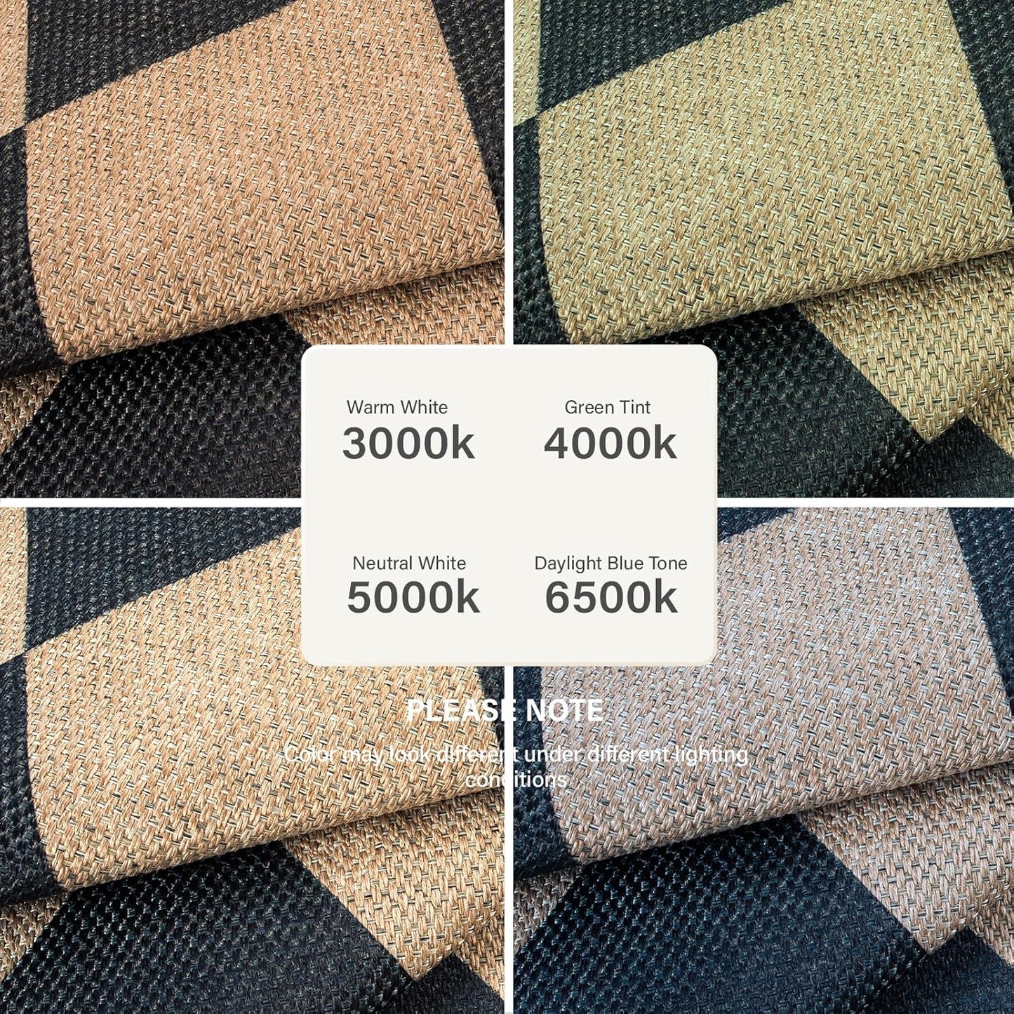 Lahome Checkered Round Rug 3ft, Circle Indoor Outdoor Entryway Patio Rug Washable Easy Jute Rug, Farmhouse Non Slip Small Round Rugs for Bedroom Porch Living Room Decor