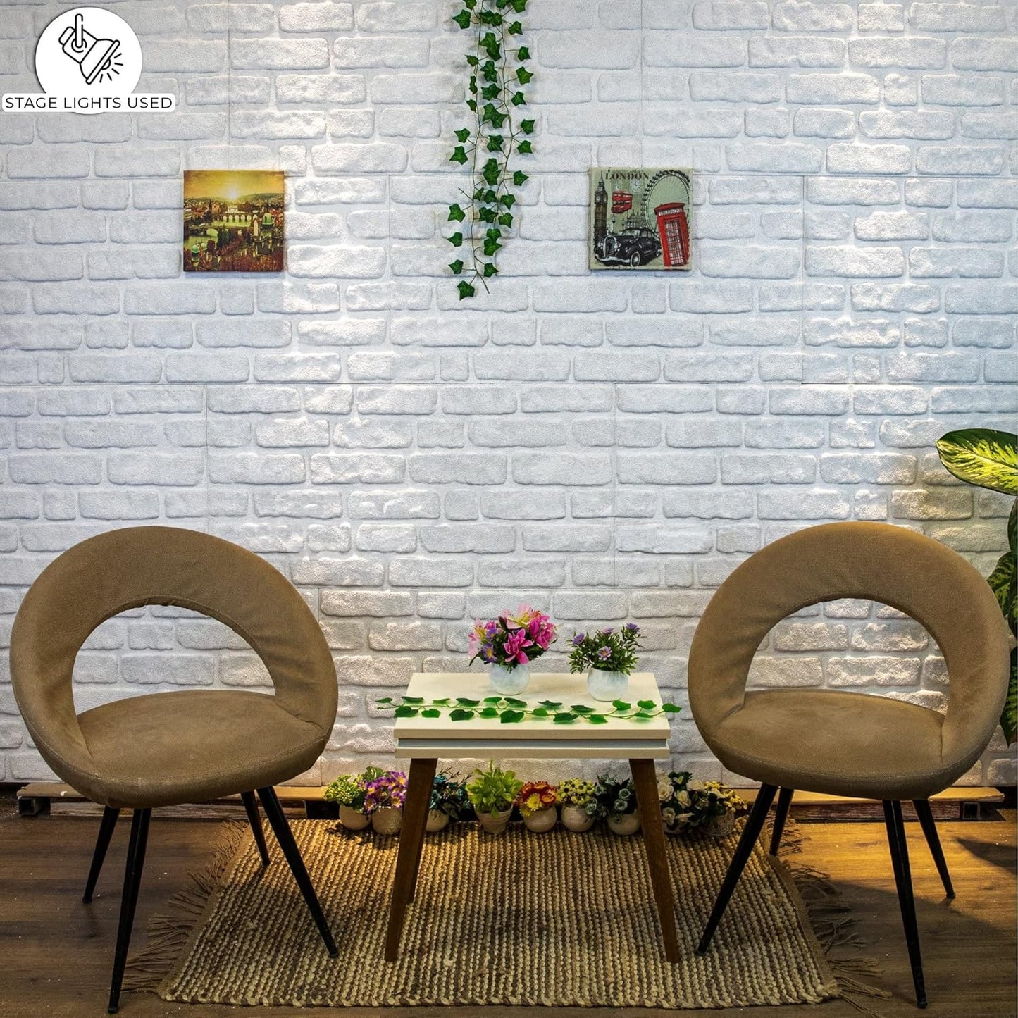 Dundee Deco 3D Wall Panels Faux Brick - Cladding White Stone Look Wall Paneling, Styrofoam, Sample, Size 10 x 10 in.