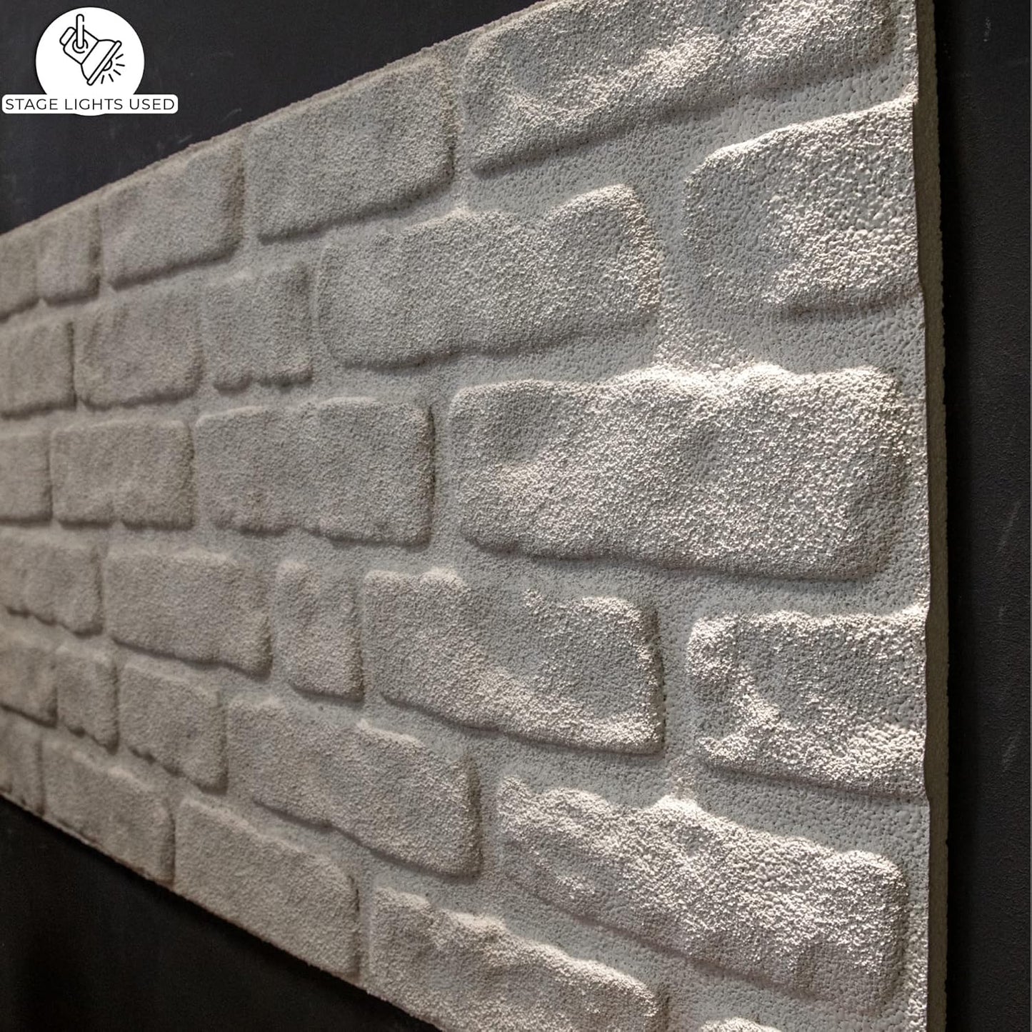 Dundee Deco 3D Wall Panels Faux Brick - Cladding White Stone Look Wall Paneling, Styrofoam, Sample, Size 10 x 10 in.