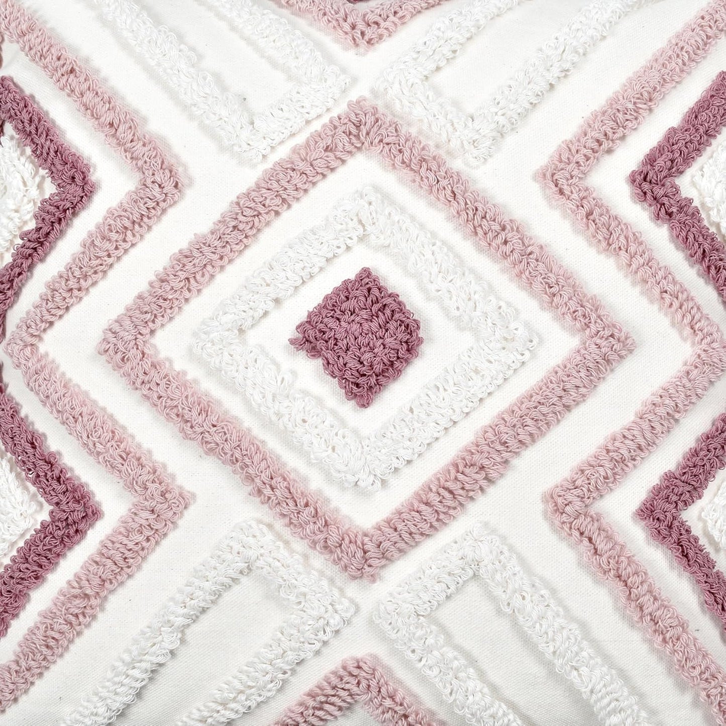 Boho Pillow Covers 18X18 Inch Boho Tufted Throw Pillow Covers Decorative Tassels Cushion Cover Farmhouse Pillow Case for Couch Sofa Bed Living Room Bedroom, Pink