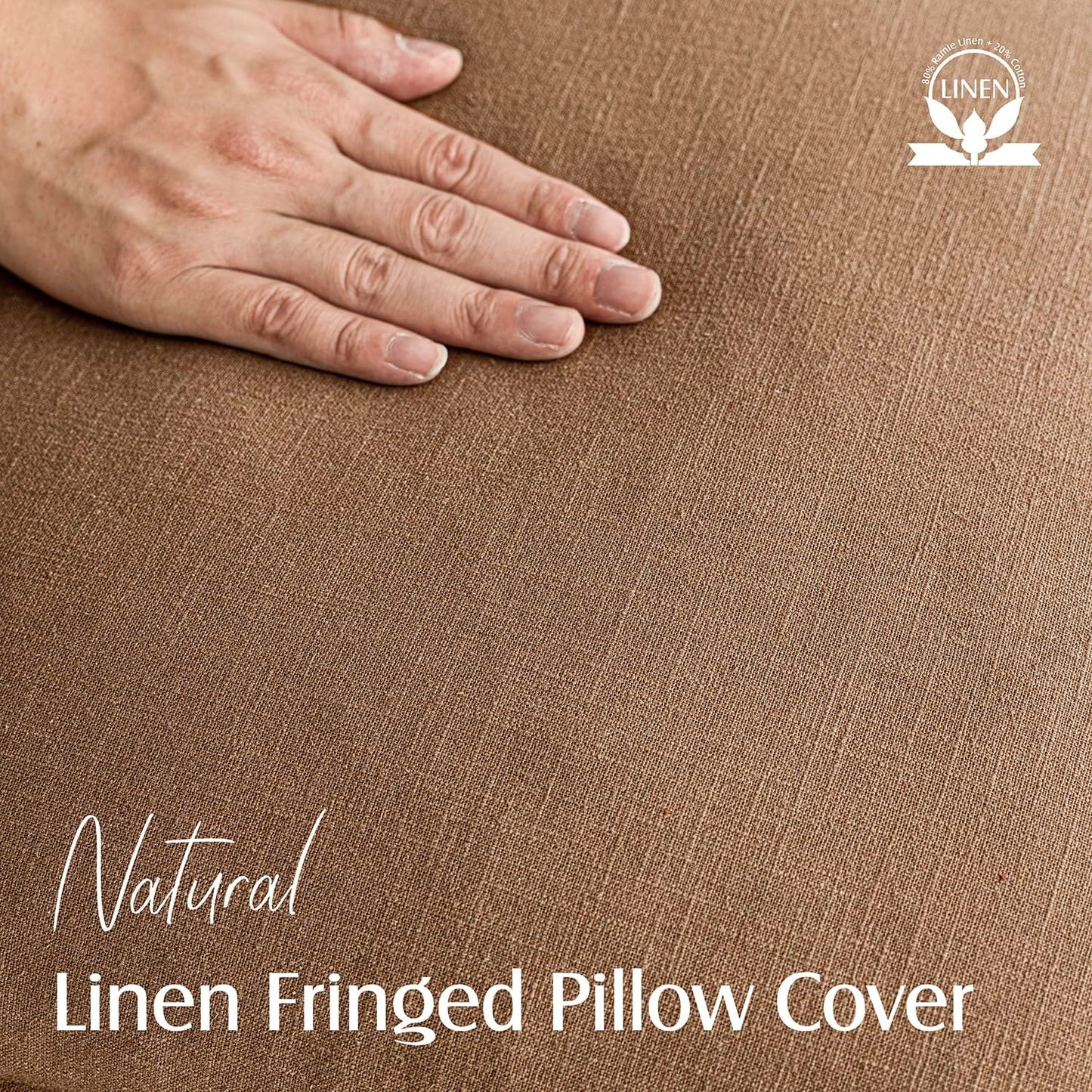 Foindtower Set of 2 Decorative Linen Fringe Lumbar Throw Pillow Covers Boho Farmhouse Cushion Cover with Tassels Soft Accent Pillowcase for Couch Sofa Bed Living Room Home Decor,12×20Inch,Khaki Brown