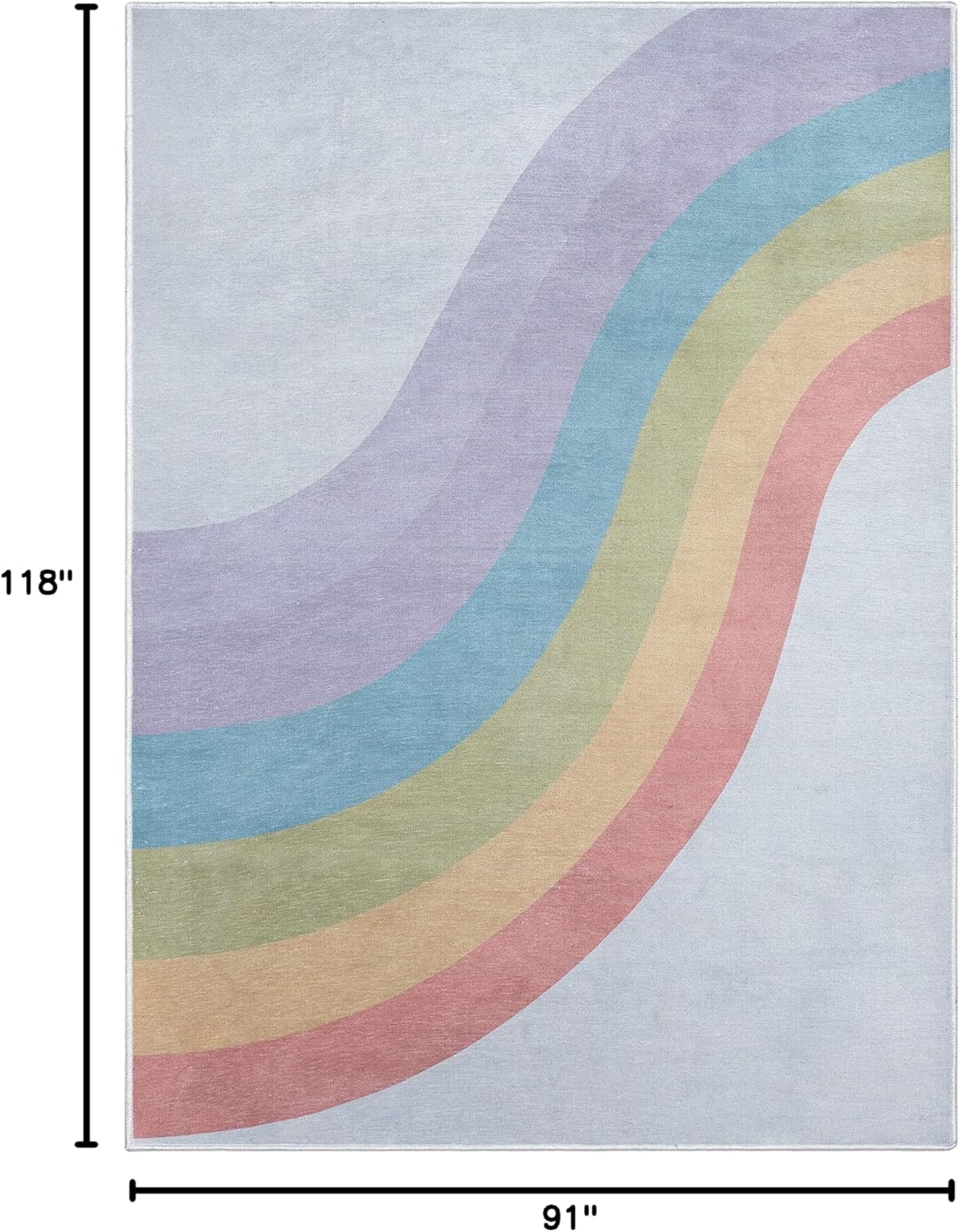 Well Woven Kids Rugs Rainbow 7'7" x 9'10" Multi Color Modern Flat-Weave Playroom Area Rug