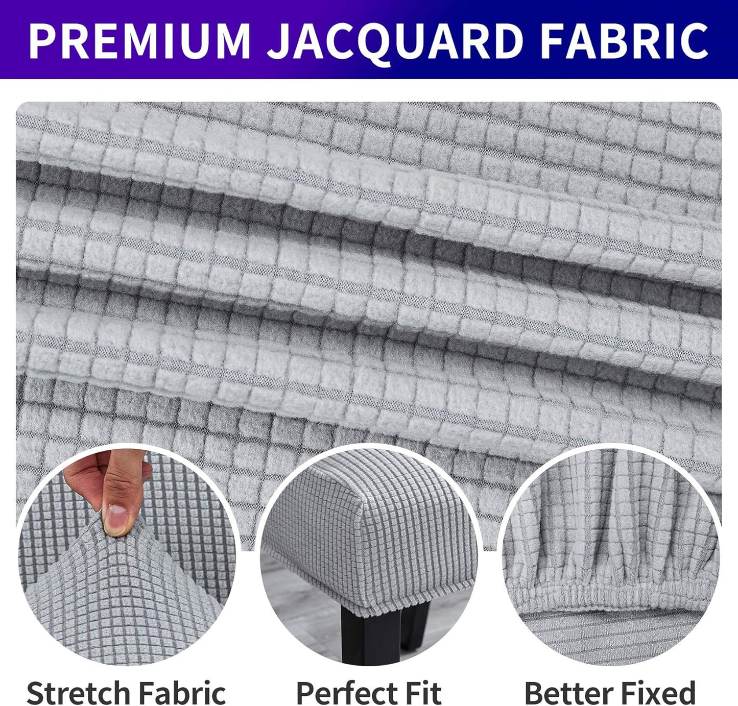 Howhic Stretch Chair Covers for Dining Room Set of 2, Removable Washable Dining Room Chair Covers, Dining Chair Slipcovers Seat Protector, Great Home Decor and Banquet Upholstery (Sliver, 2 Pack)