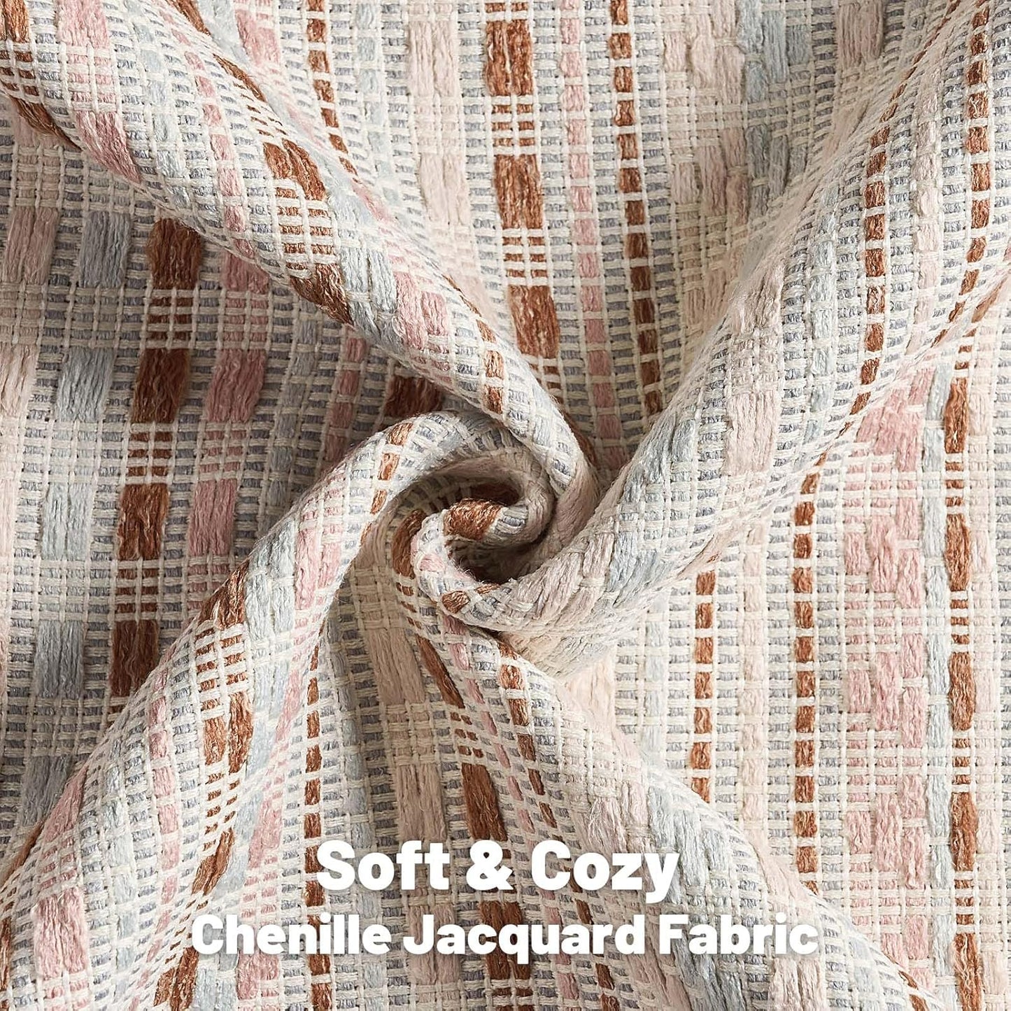 FUTEI Pink Blue Decorative Throw Pillow Covers 18x18 Inch Set of 2,Soft Cozy Chenille Jacquard Textured Cushion Case,Boho Home Decor for Couch Bed Living Room