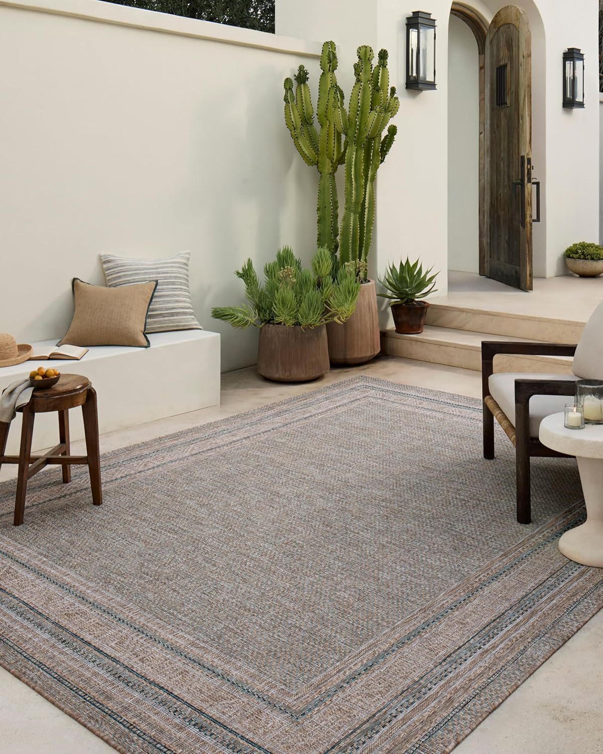 Loloi Amber Lewis Topanga Collection TOP-05 Natural/Teal 7'-10" x 10' Indoor/Outdoor Area Rug