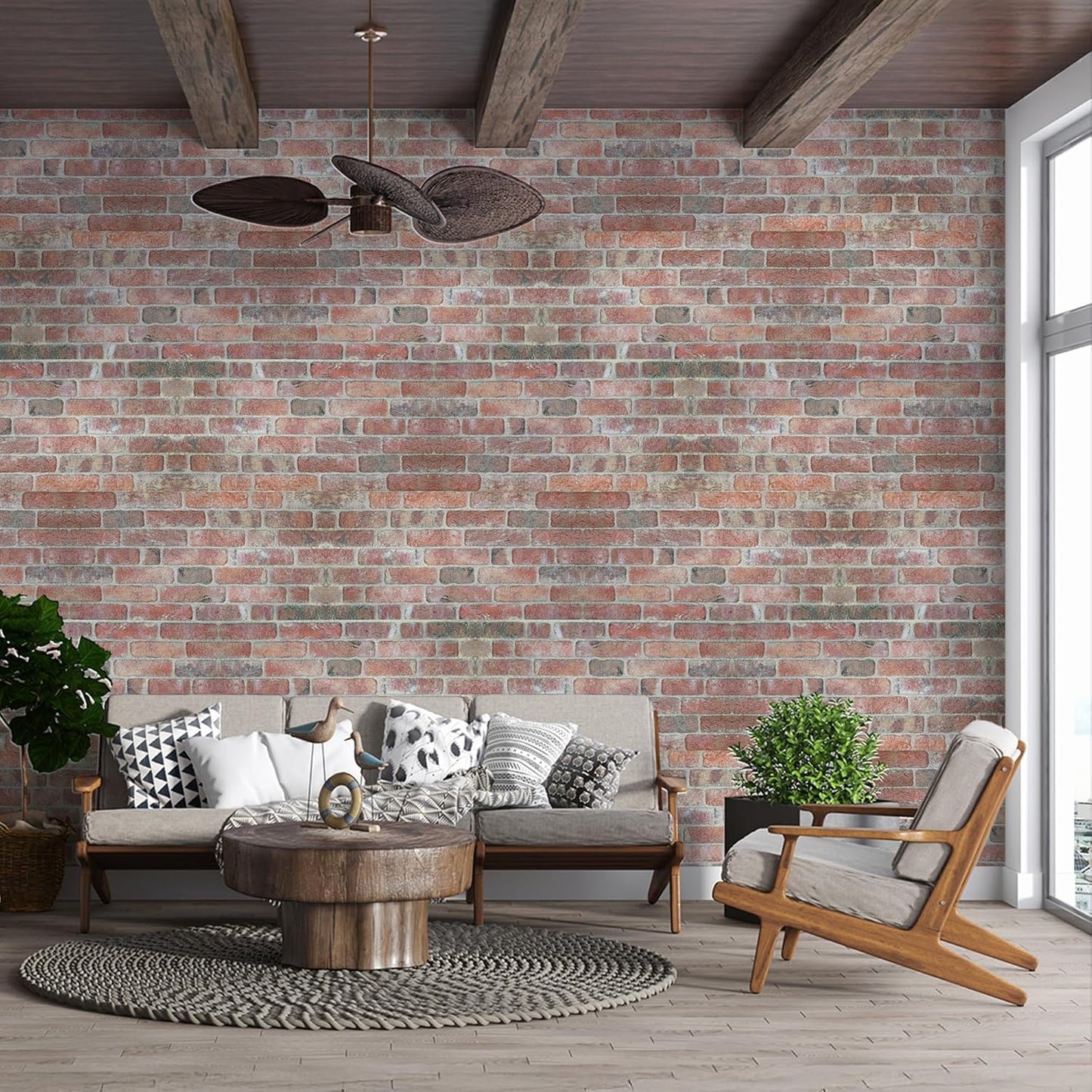 IZODEKOR 3D Wall Panels Brick Effect - Cladding, Stone Look, Styrofoam Facing for Living Room, Kitchen, Bathroom, Balcony, Bedroom and Back of Counter | Stone Bridge (3 Piece Panel) | Covers 16 sq ft