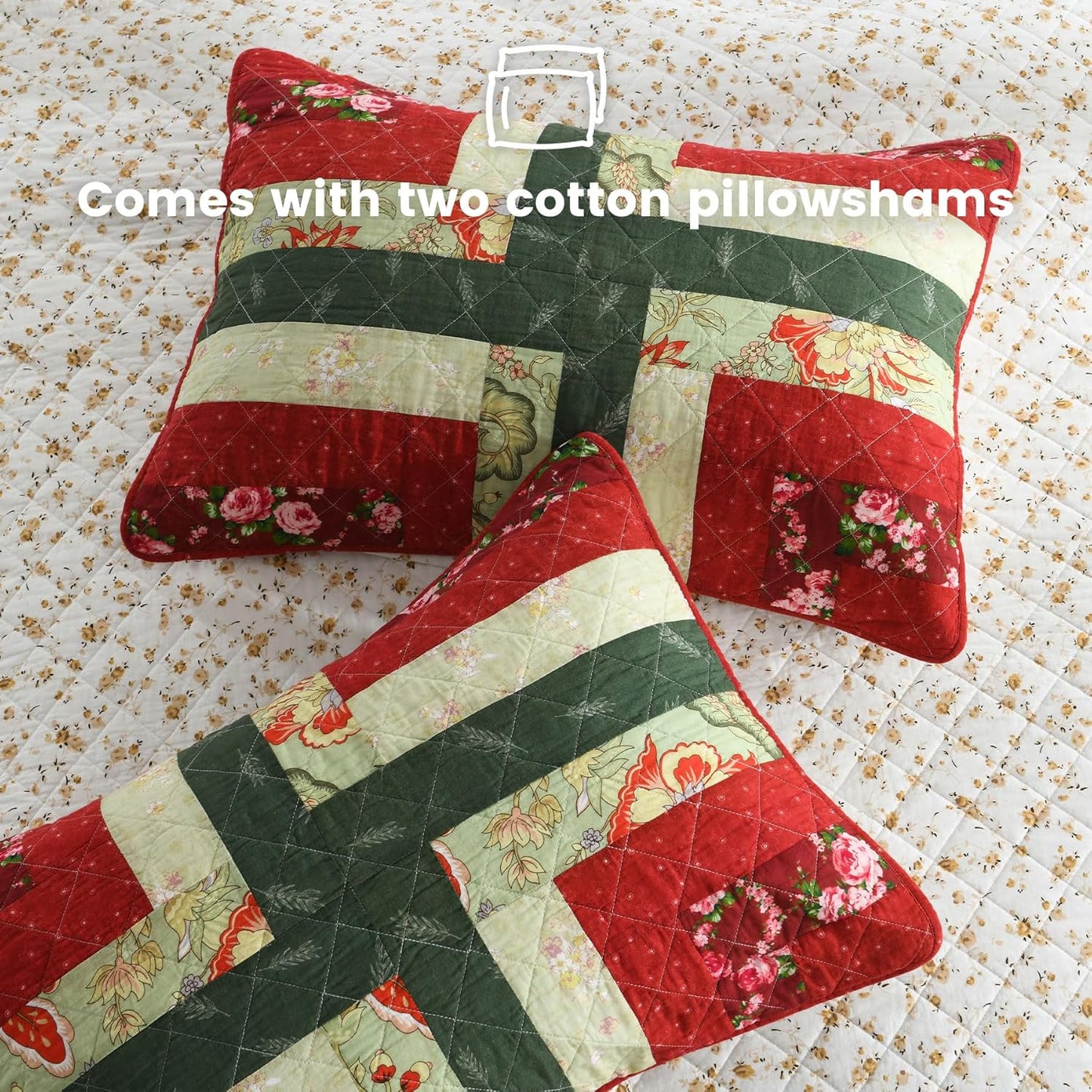 Secgo Handmade Quilted 100% Cotton King Comforter Set for Bed - 100% Cotton Quilts King Size, Black Bedspreads (96 * 108 Inch) with 2 Pillow Shams, Patchwork Reversible Lightweight Bedding