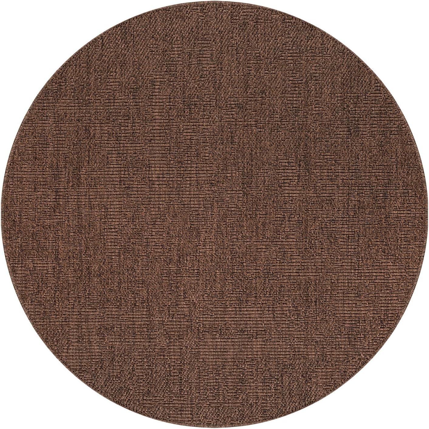 CAMILSON Easy Jute Round Rug 4ft Indoor Outdoor Brown Color Fiber Area Rugs for Living Room Patio and Kitchen Rug, Solid Boho Woven Design Easy-Cleaning Washable Outside Carpet Alfombras (4 Round)