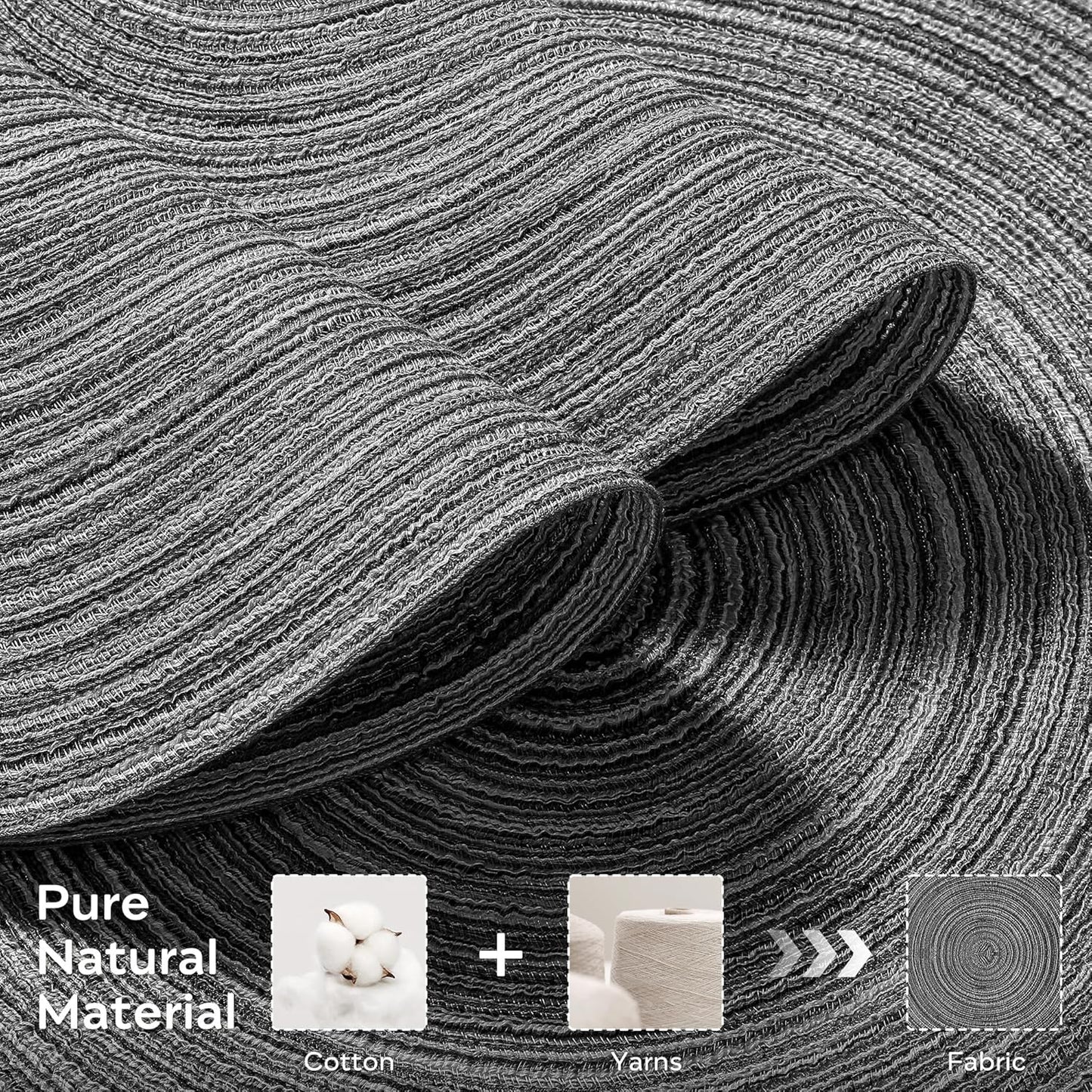 Leetaltree Round Placemats Heat and Slip Resistant Cotton Table Mats, Washable Bohemian Placemats for Dining Tables (Charcoal, Set of 6)