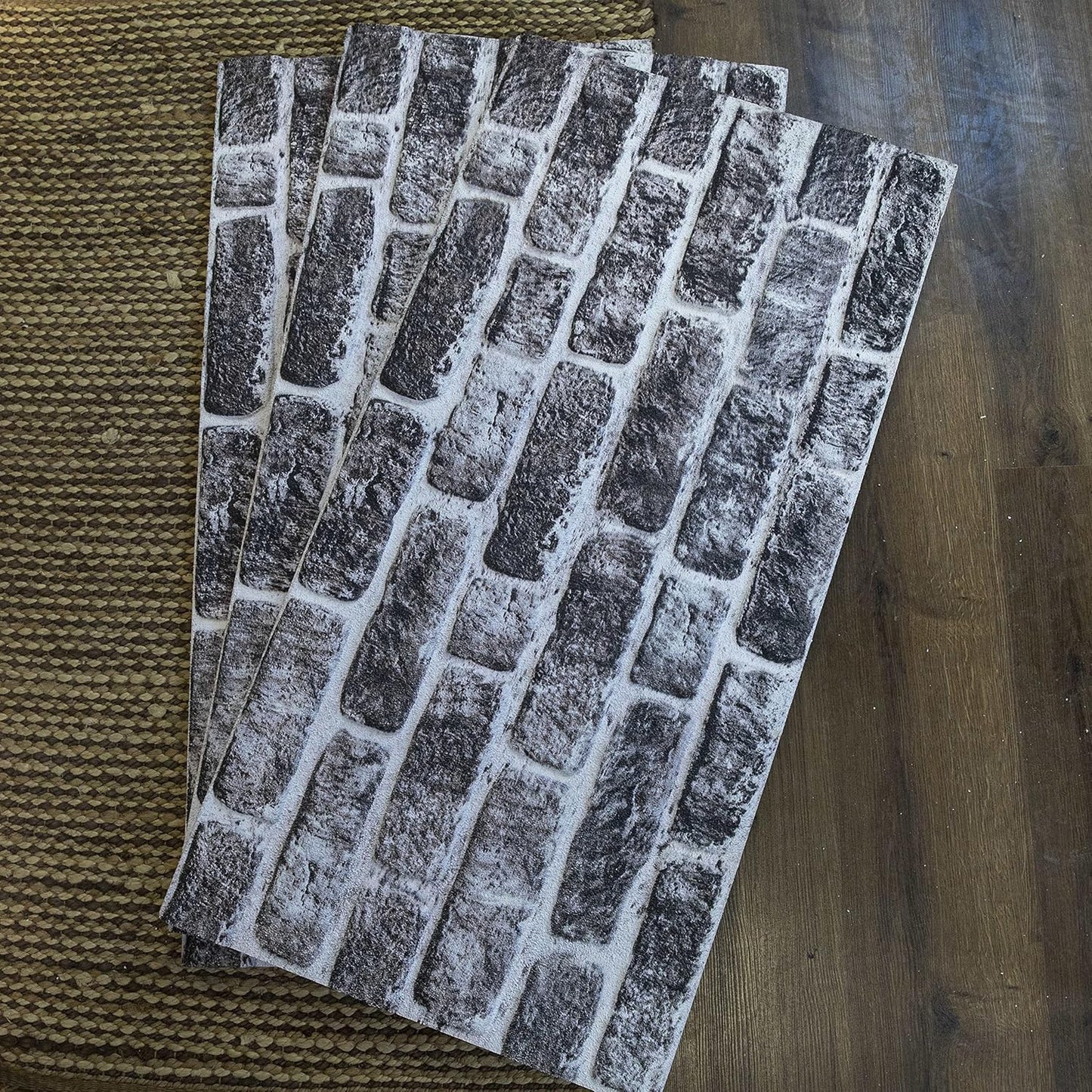 Dundee Deco 3D Wall Panels Faux Brick - Cladding, Charcoal White Stone Look Wall Paneling, Styrofoam Facing for Living Room, Kitchen, Bathroom, Balcony, Bedroom, Sample, Size 10 x 10 in.