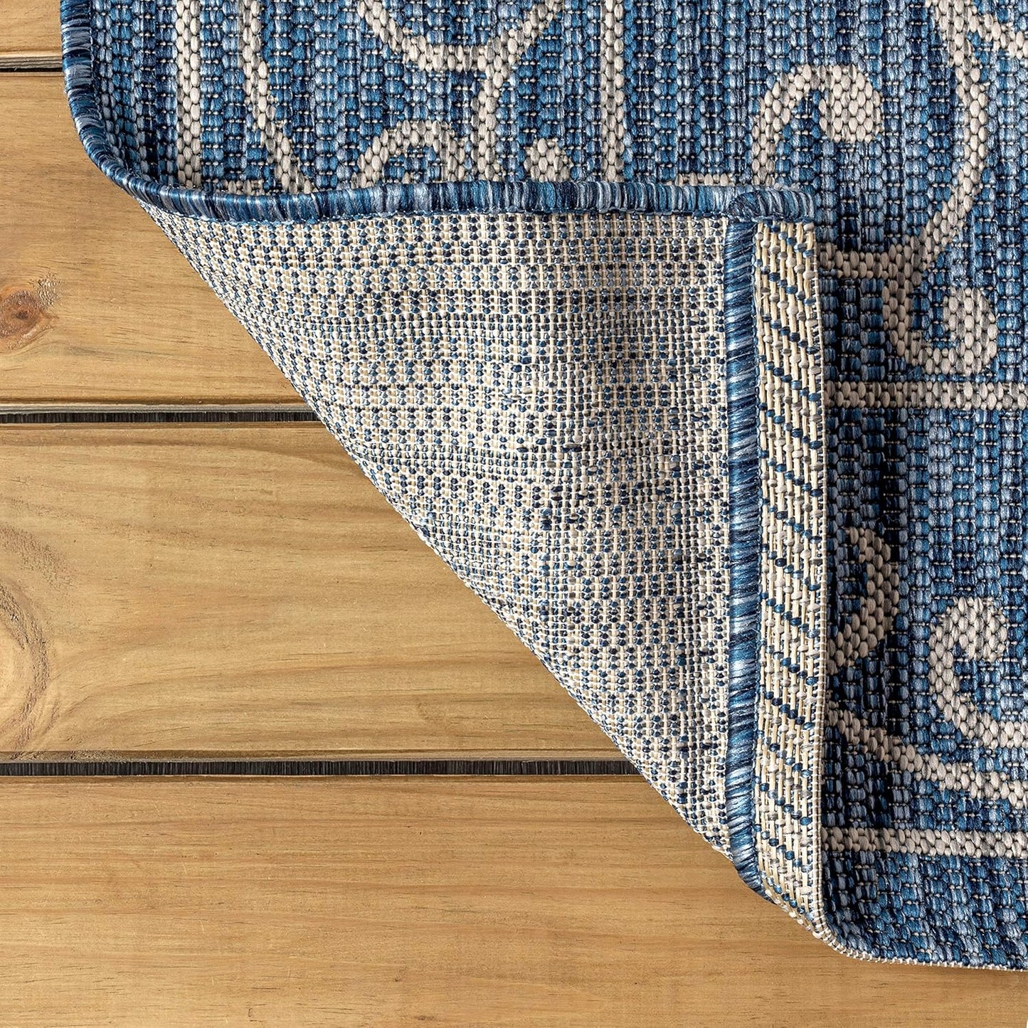 JONATHAN Y Vintage Filigree Indoor Outdoor Octagon Area Rug 8 Ft Navy/Gray, Charleston Textured Weave for Backyard, Patio, Porch, Easy-Cleaning, High Traffic, Pet-Friendly, Non-Shedding (SMB106D-8TGN)